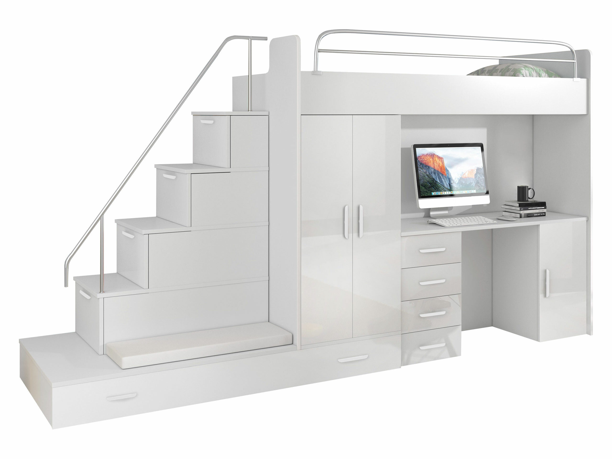 Dečija soba Campus I (Belo + Sjajno belo)