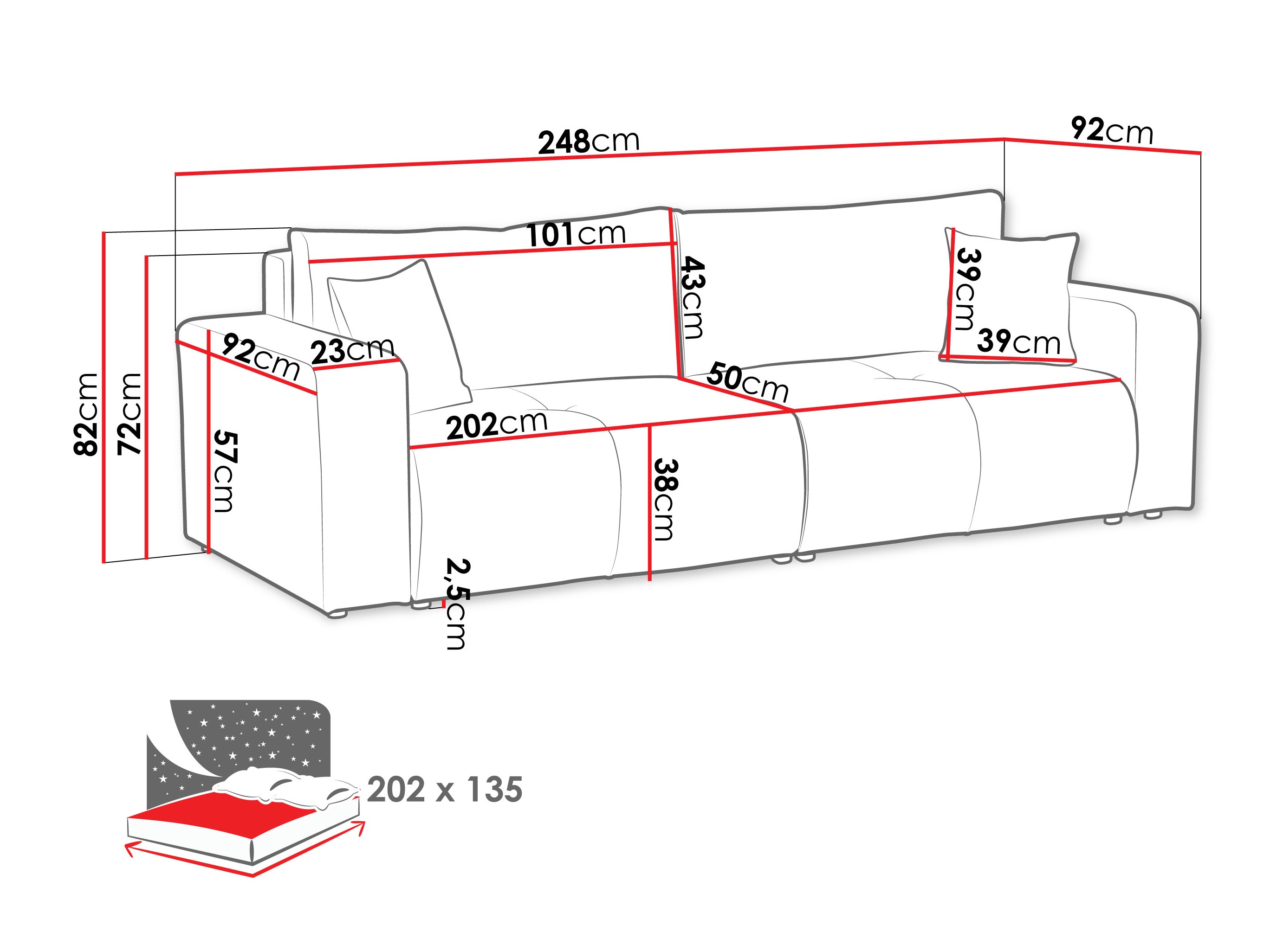 Sofa na razvlačenje Comfivo Laurus (Coral 50)