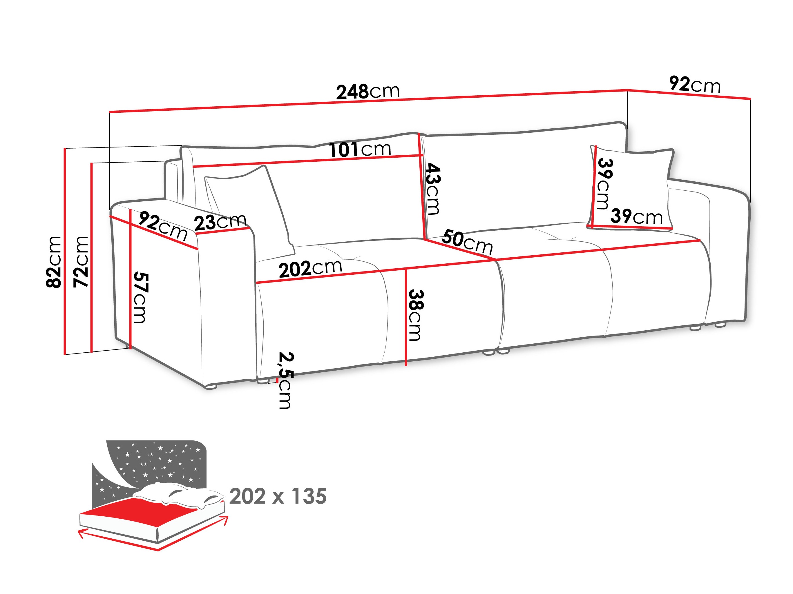 Sofa na razvlačenje Comfivo Laurus (Coral 55)