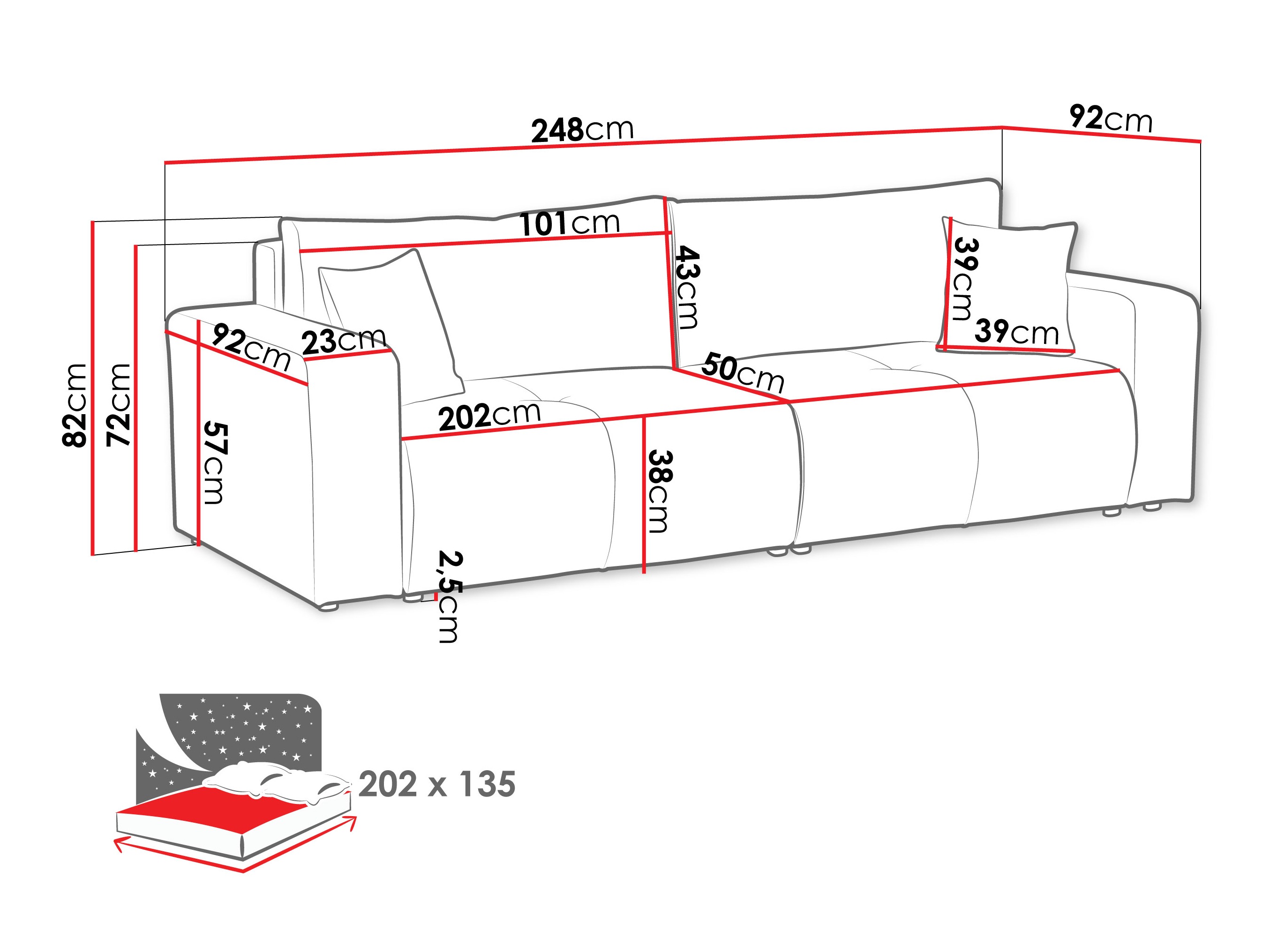 Sofa na razvlačenje Comfivo Laurus (Coral 75)