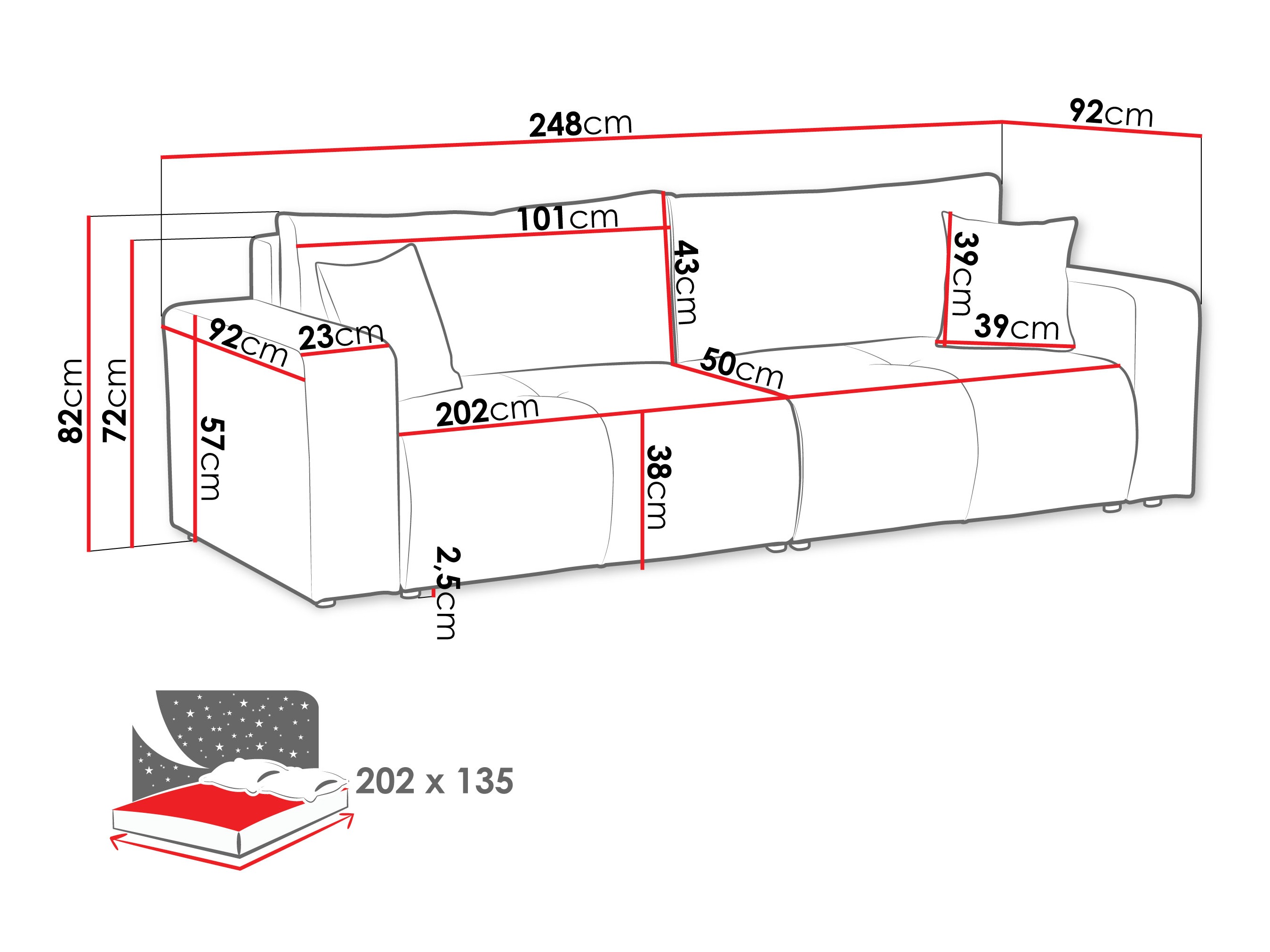 Sofa na razvlačenje Comfivo Laurus (Coral 80)