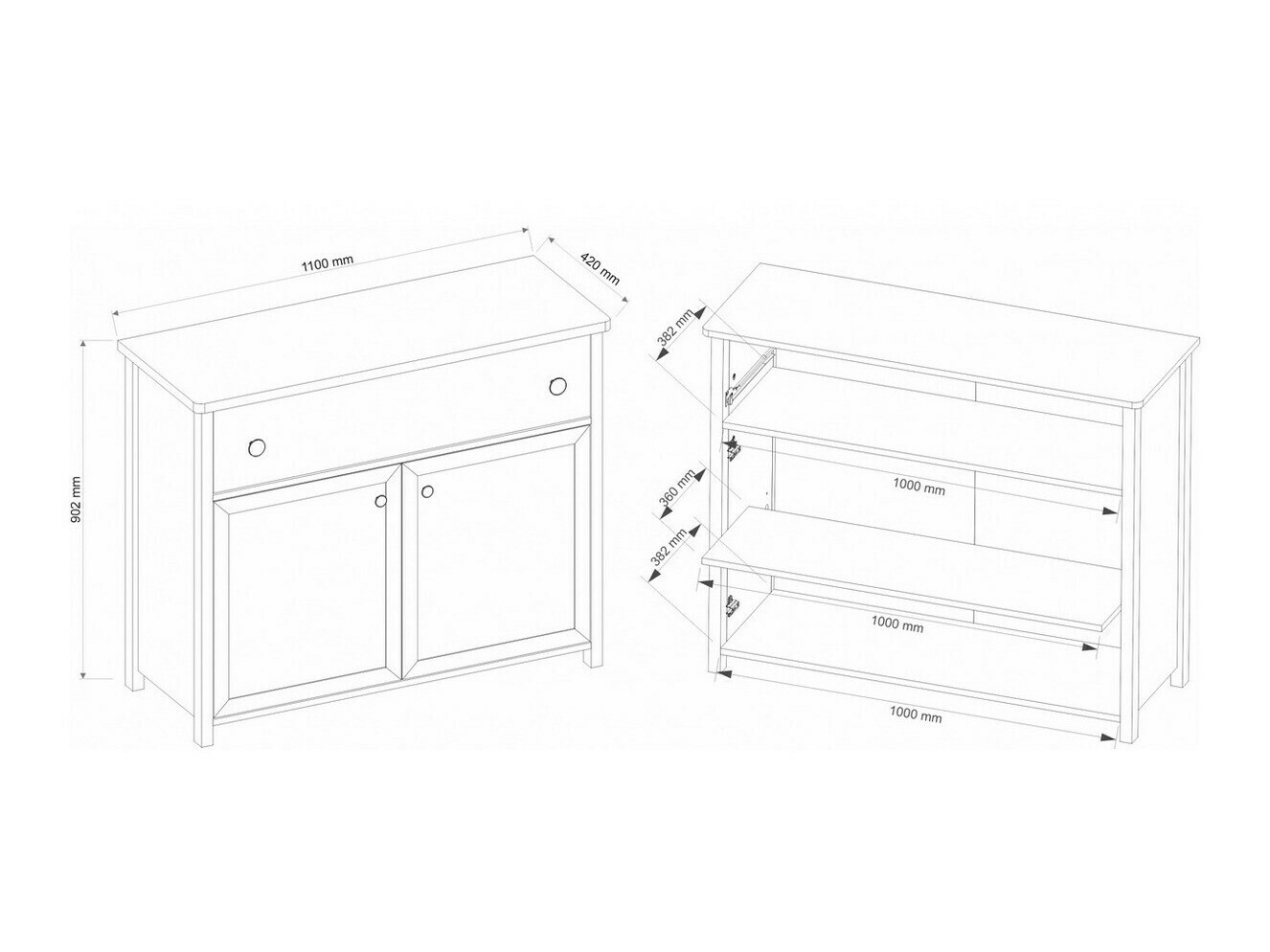 Komoda Romelbo 150 (Bež + Hrast)