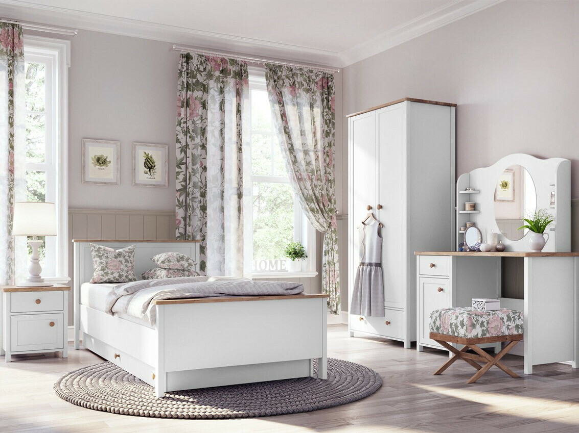 Krevet Romelbo 148 (Belo + Hrast)