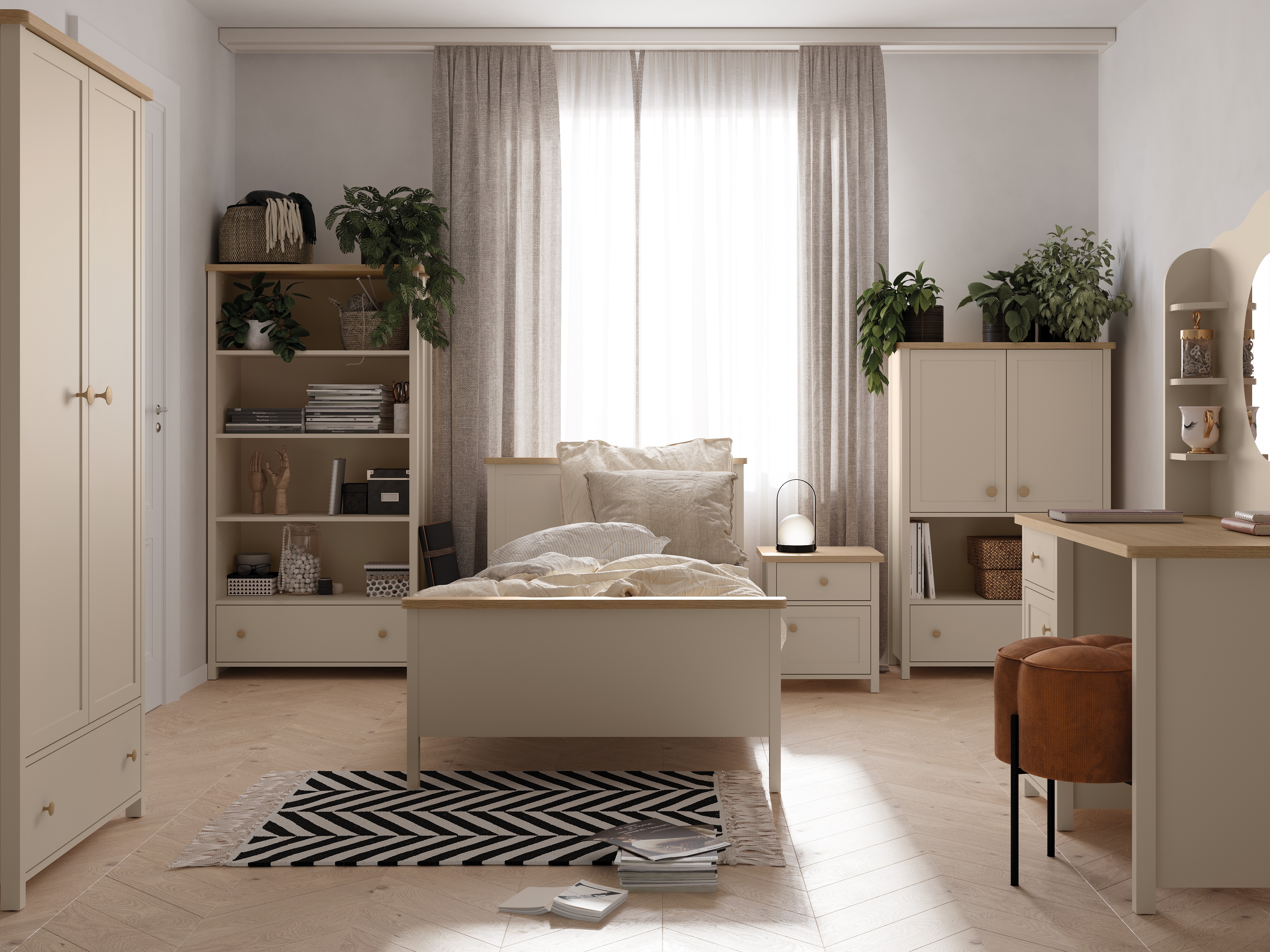 Krevet Romelbo 148 (Bež + Hrast)