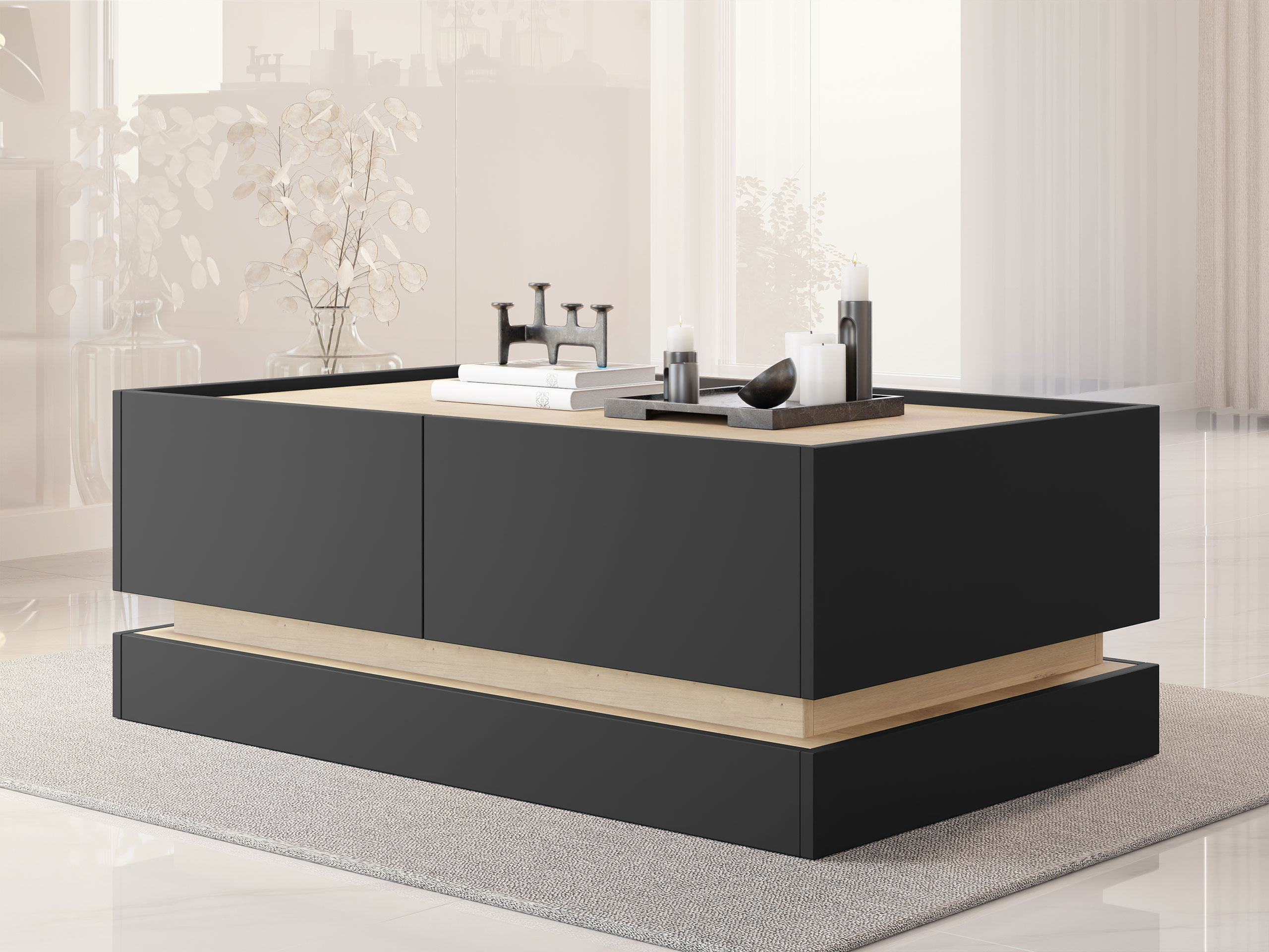 Stočić za kafu Comfivo Tilia (Crno + Hrast)