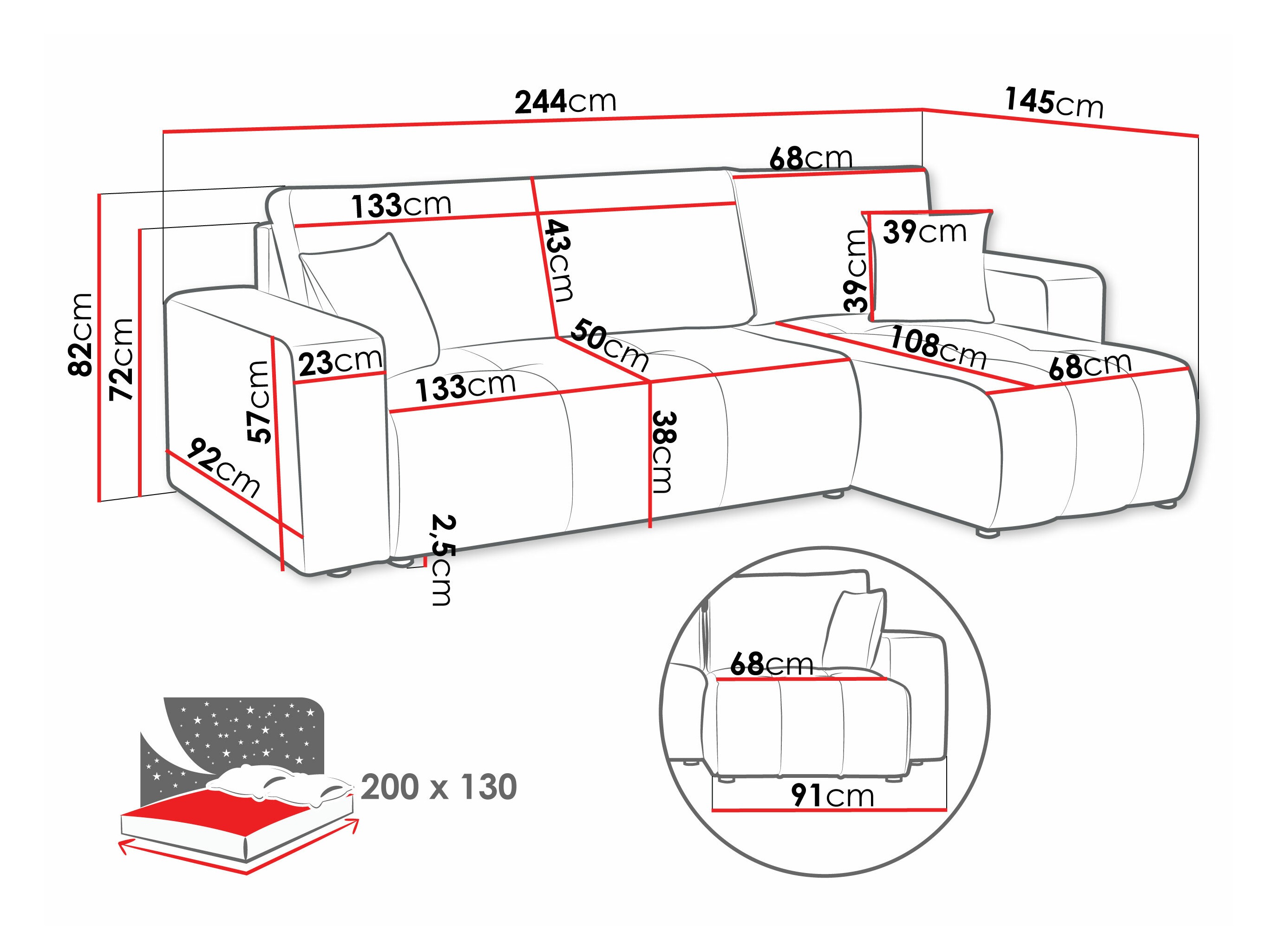 Ugaona sofa Comfivo 361 (Coral 45)