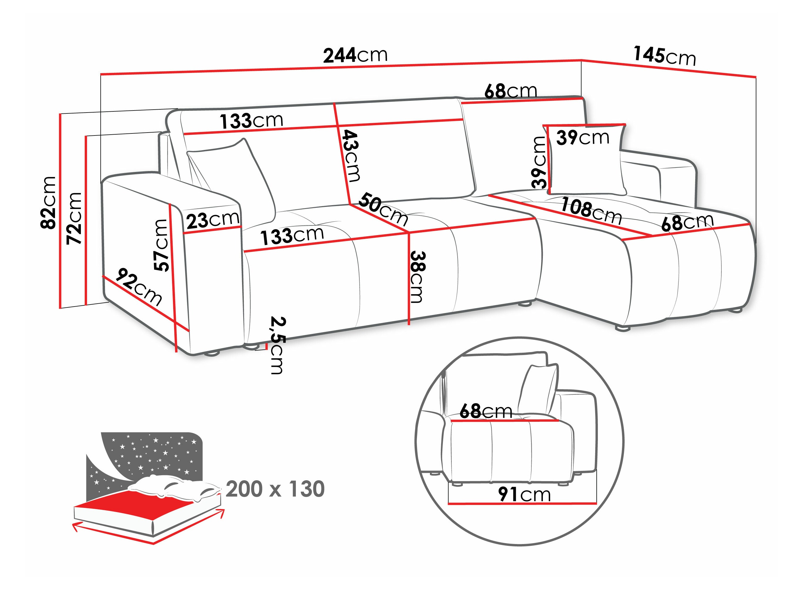 Ugaona sofa Comfivo 361 (Coral 50)
