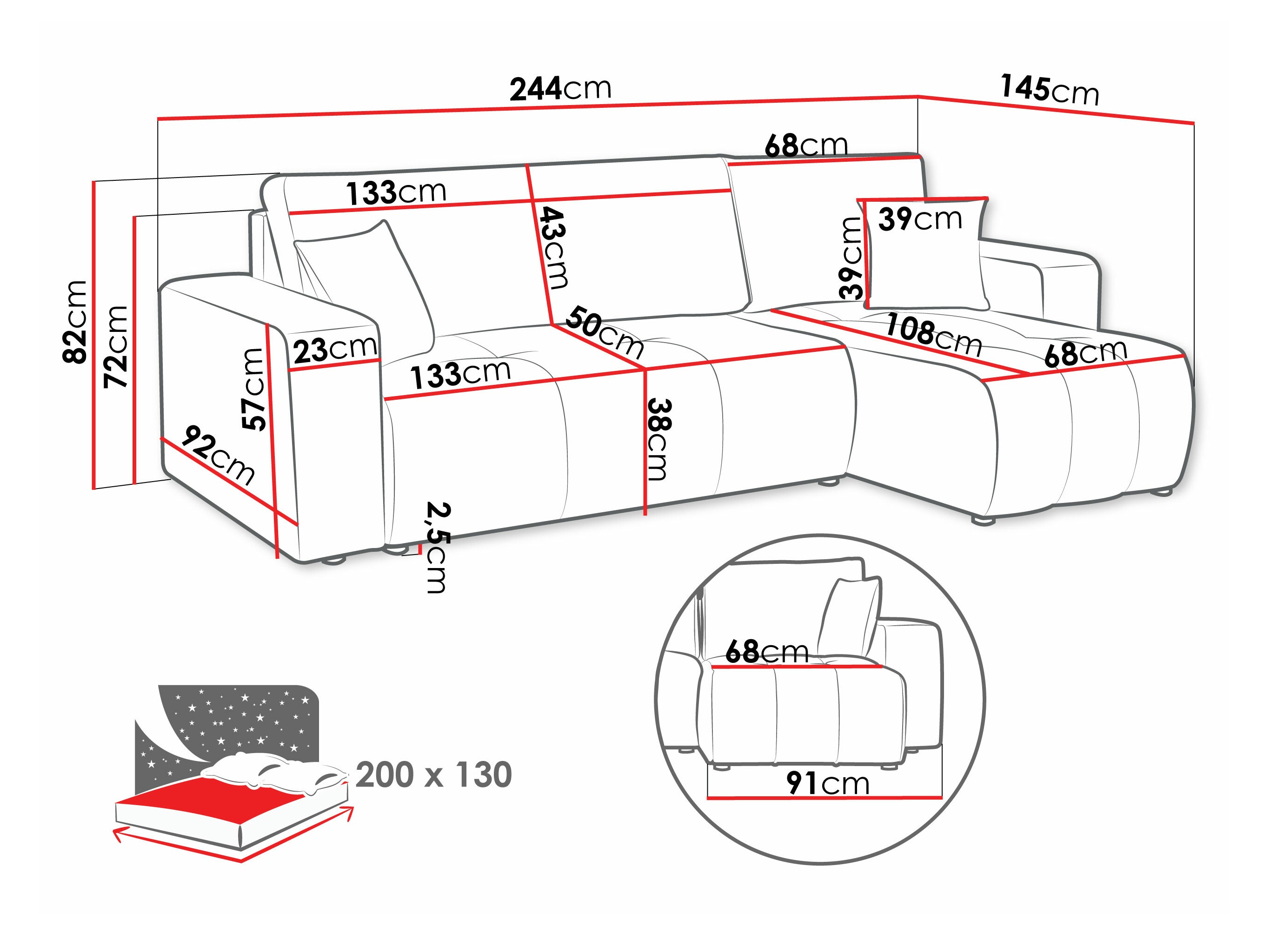 Ugaona sofa Comfivo 361 (Coral 55)