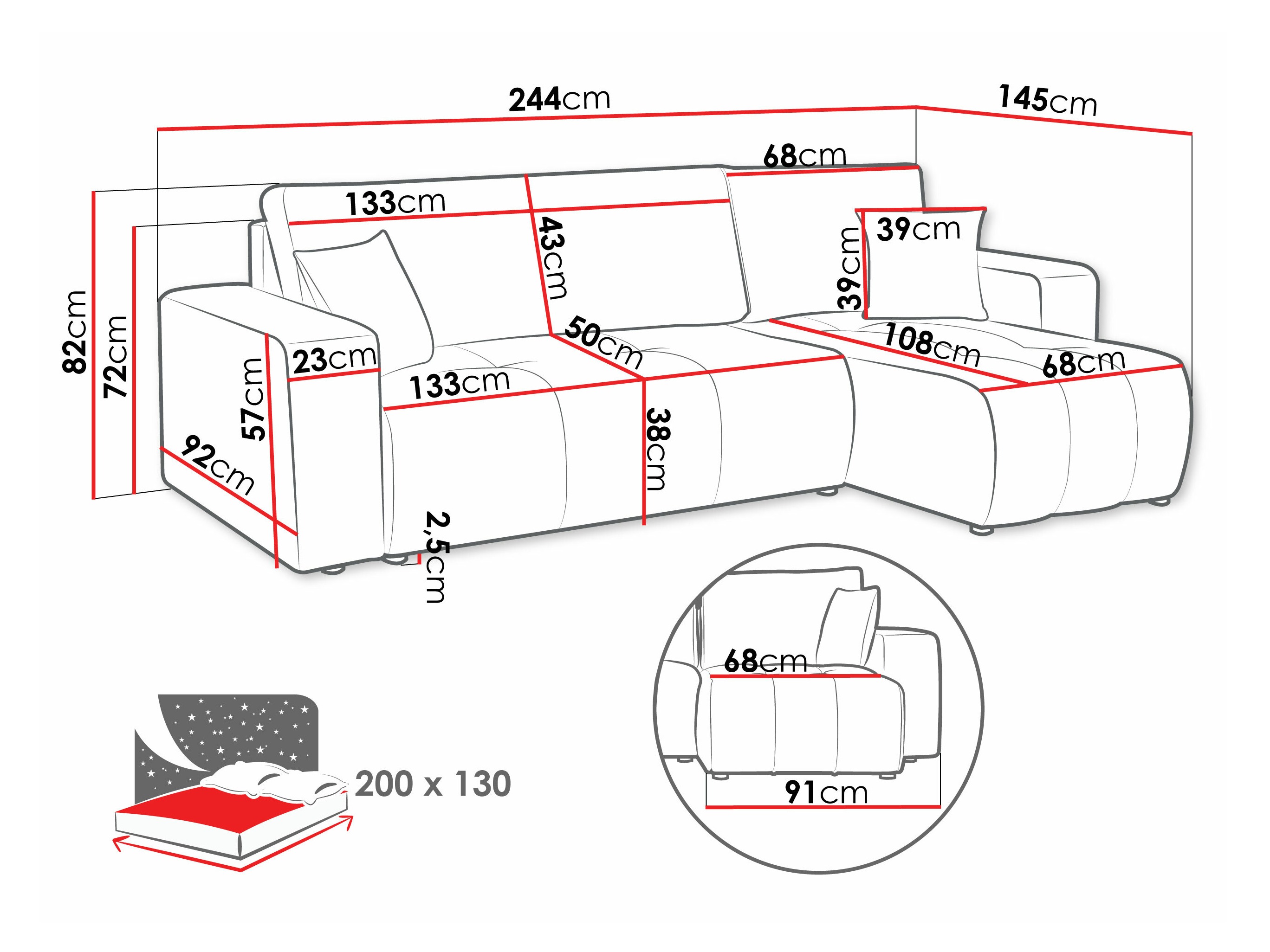 Ugaona sofa Comfivo 361 (Coral 65)