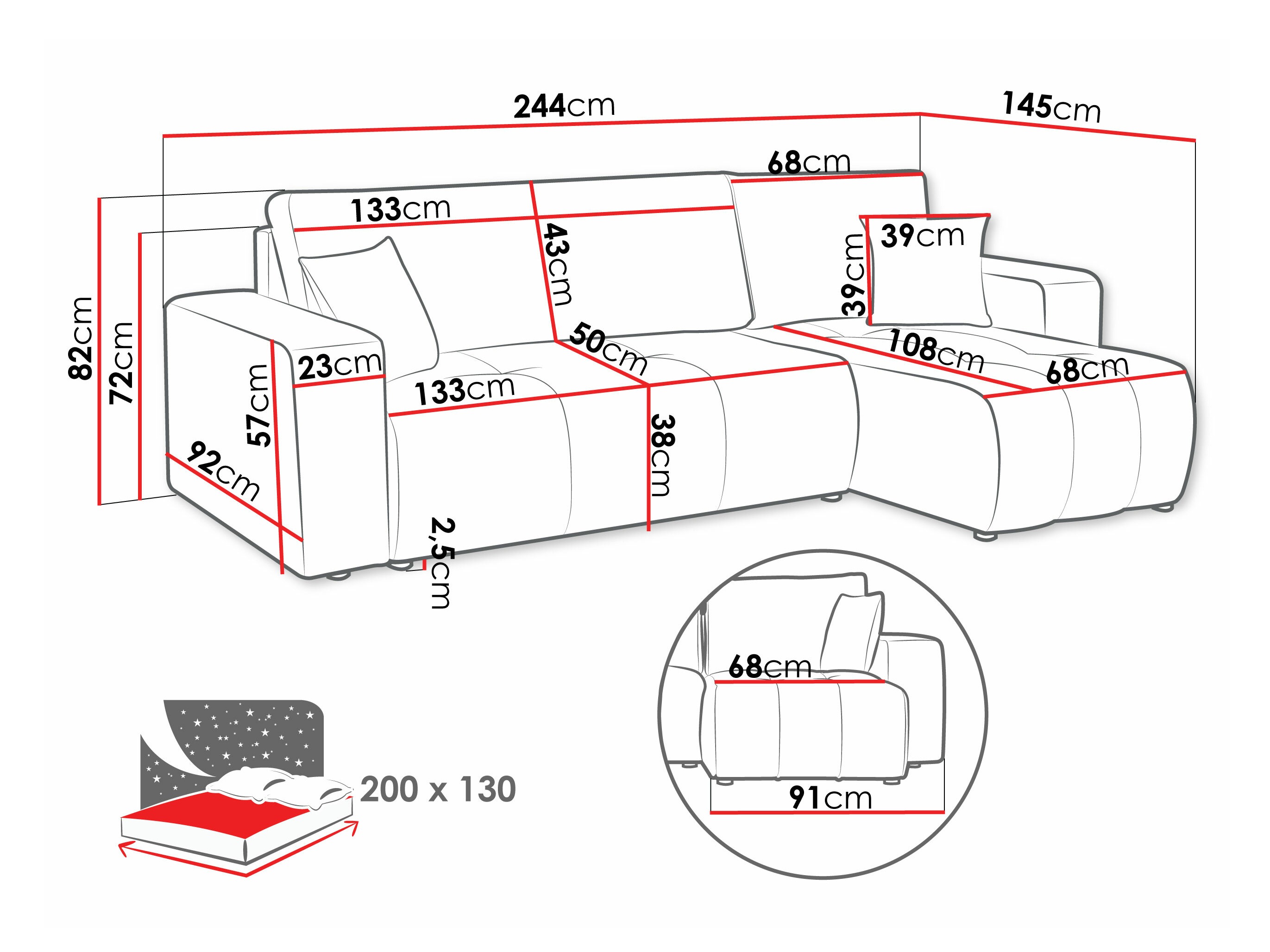 Ugaona sofa Comfivo 361 (Coral 80)
