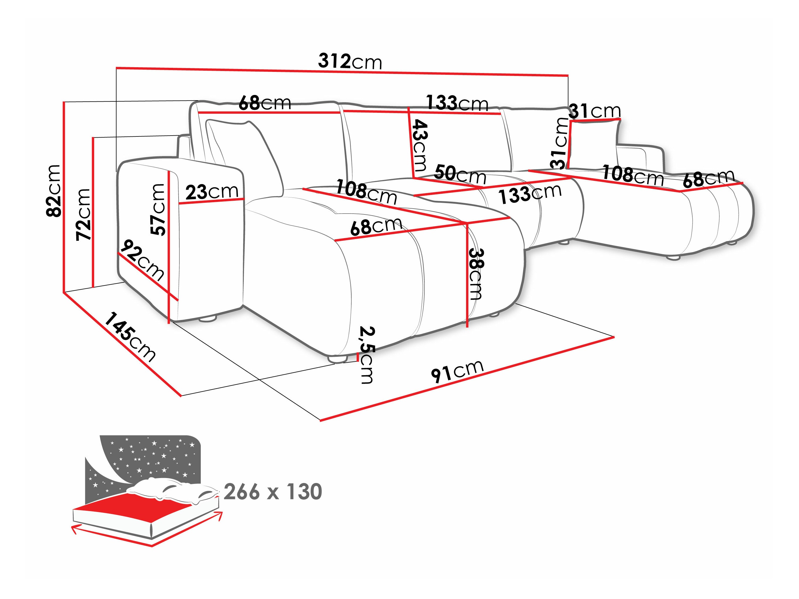 Ugaona sofa Comfivo 426 (Coral 45)