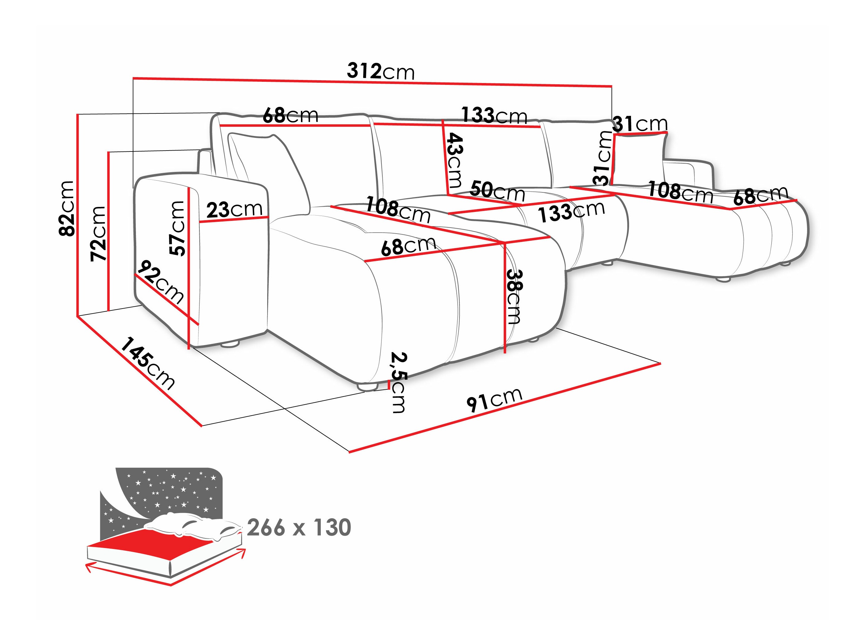 Ugaona sofa Comfivo 426 (Coral 55)