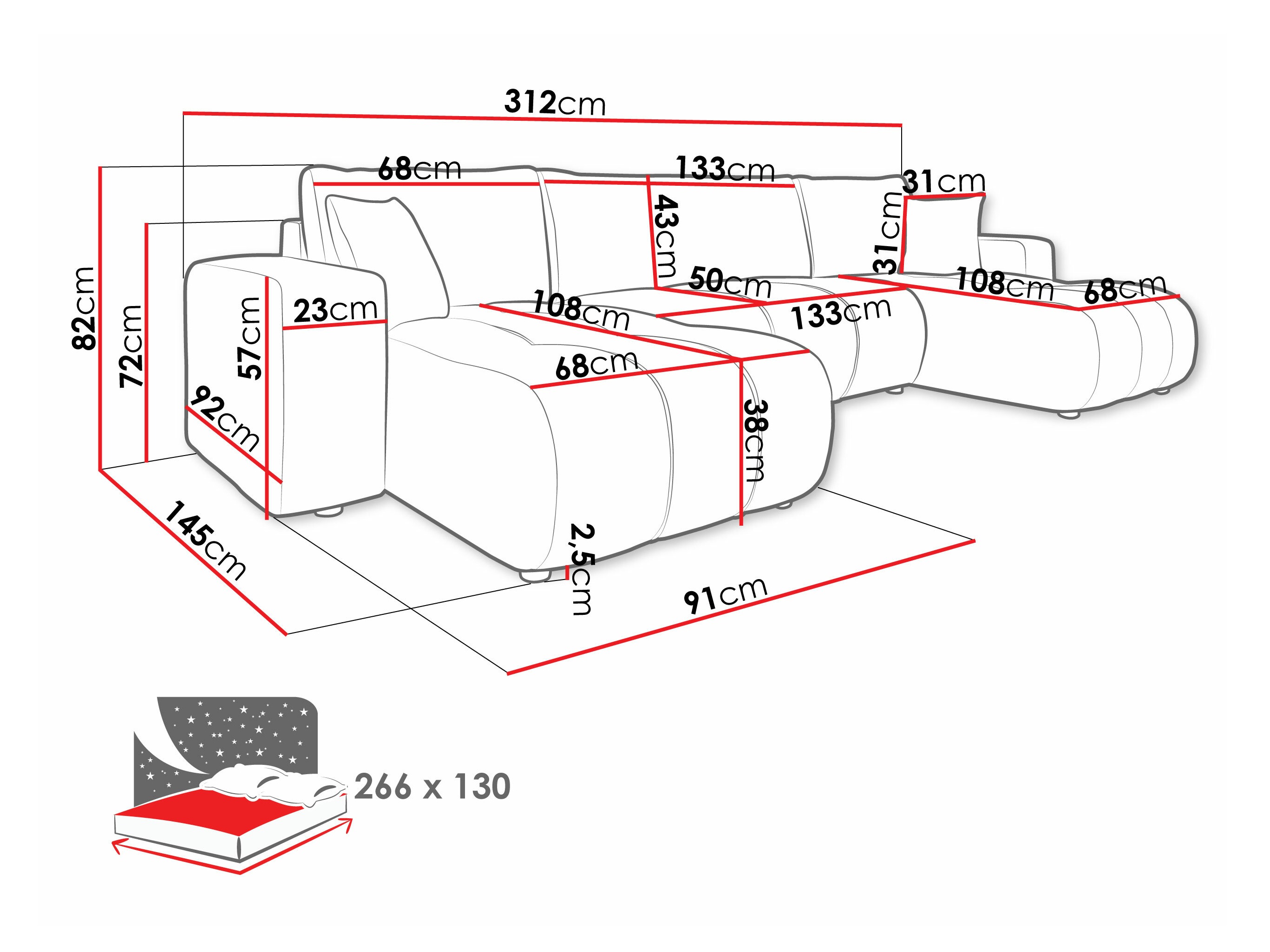 Ugaona sofa Comfivo 426 (Coral 65)