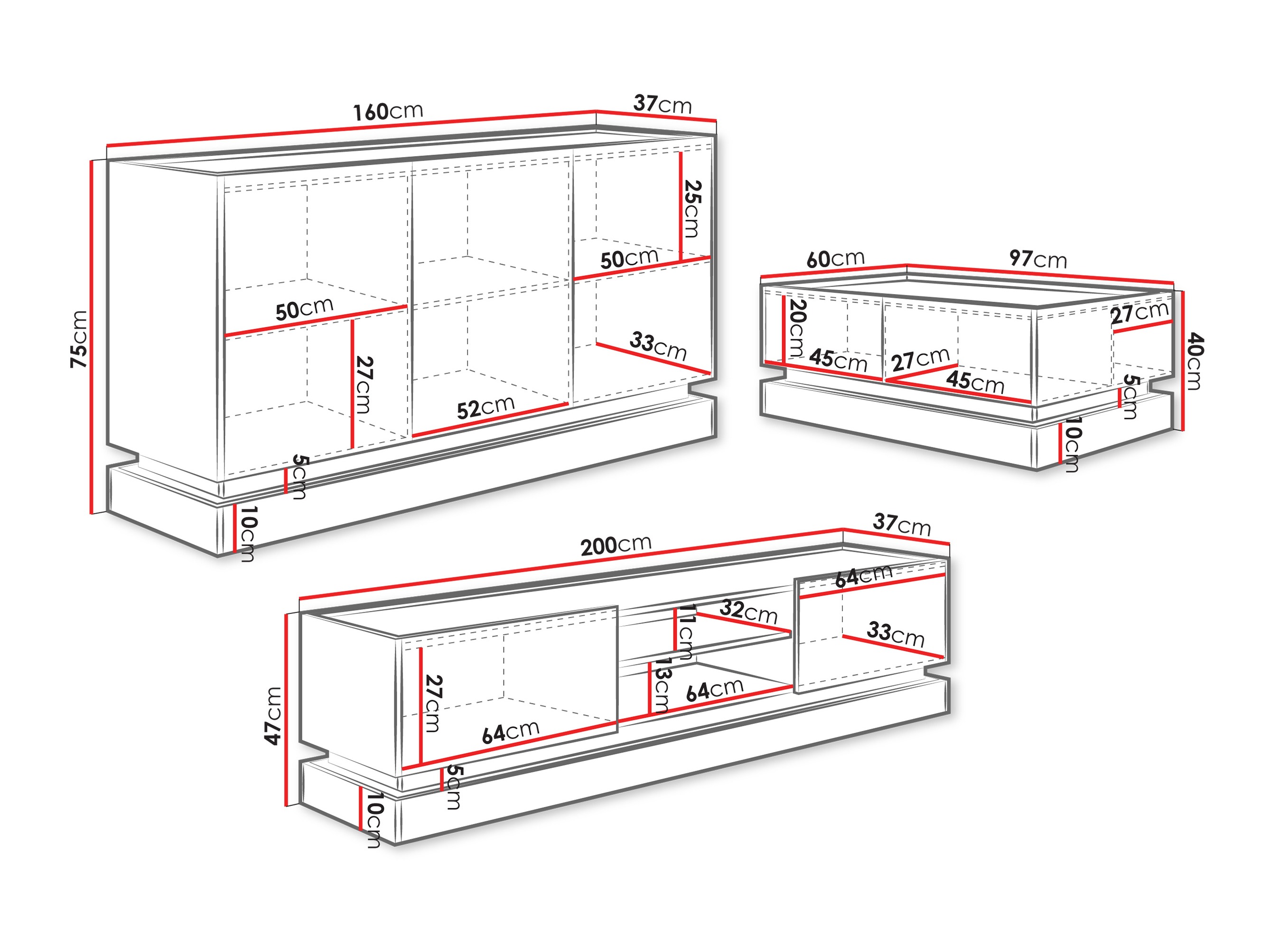 Set za dnevnu sobu Comfivo Dalvenu 104 (Crno + Hrast)