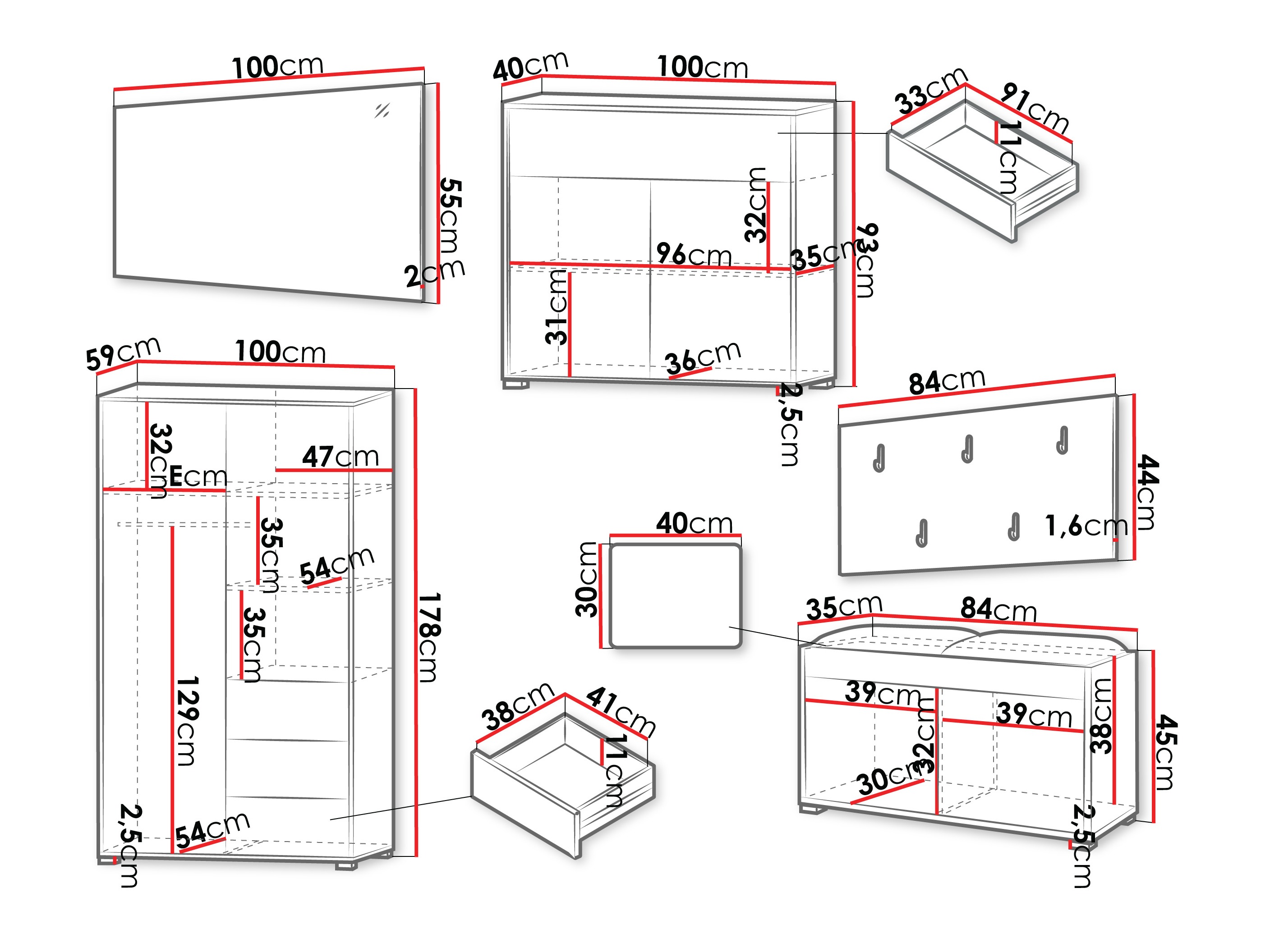 Set za hodnik Comfivo Fersoe 118 (Hrast)