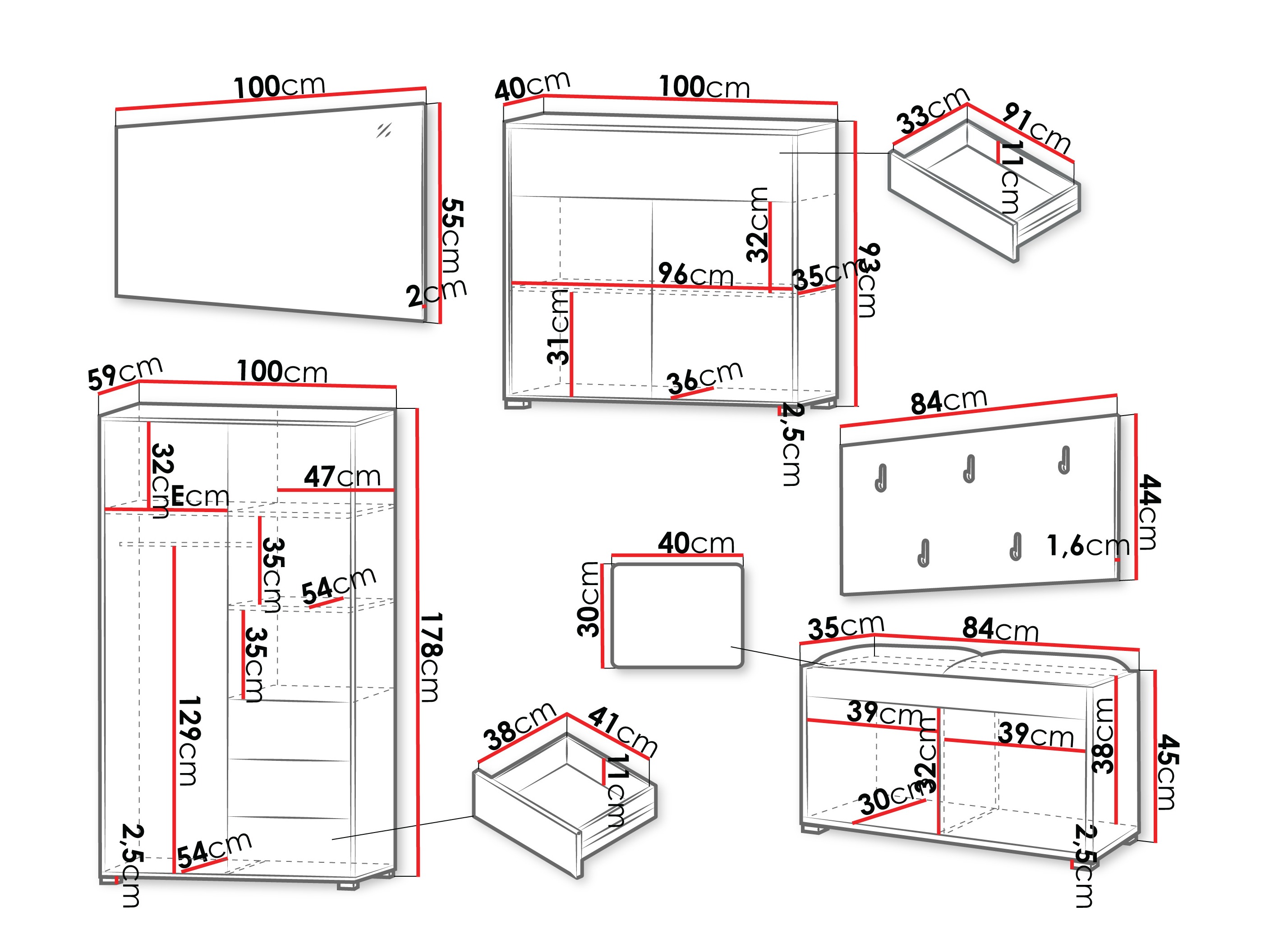 Set za hodnik Comfivo Fersoe 118 (Hrast)