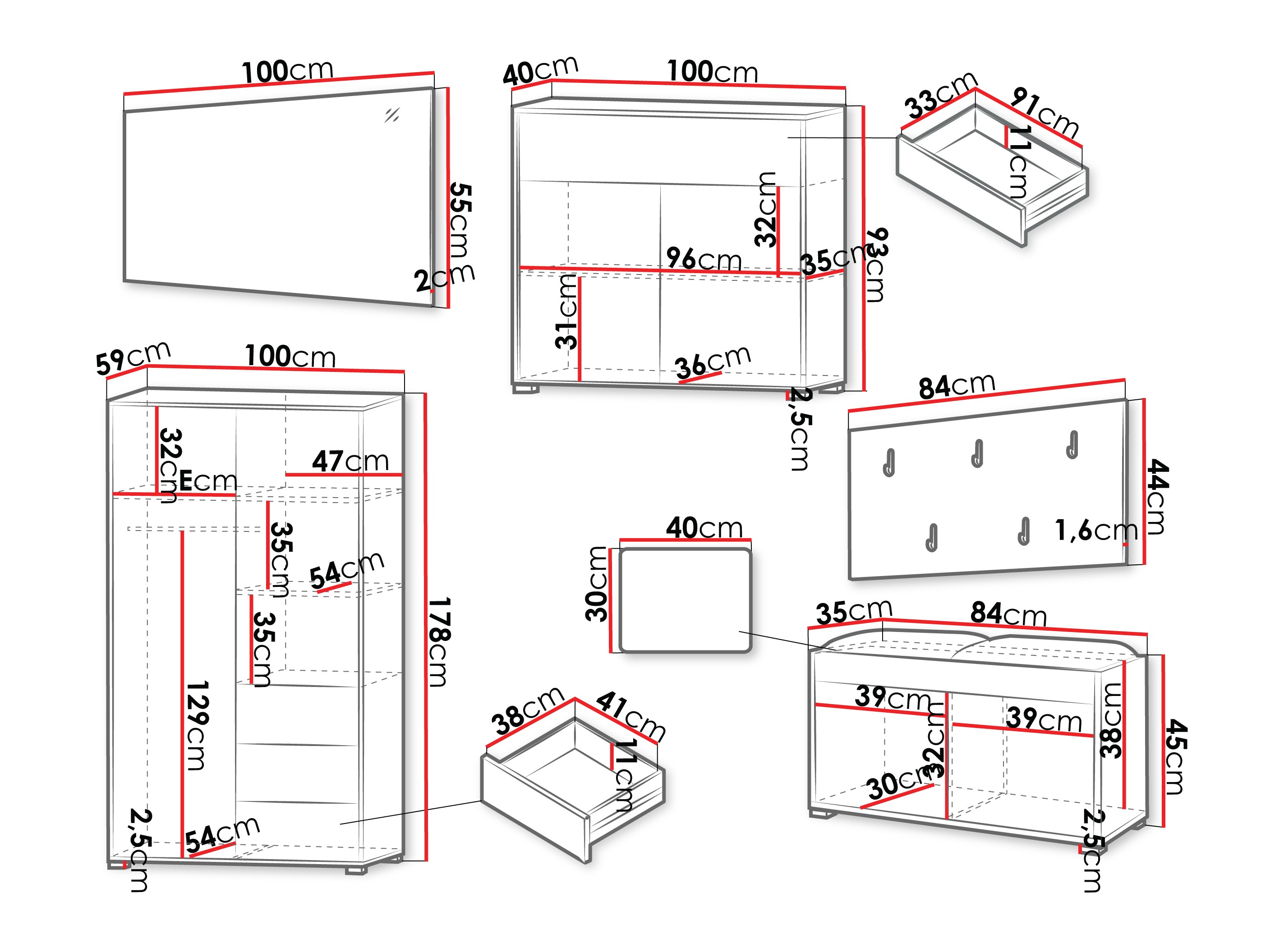 Set za hodnik Comfivo Fersoe 118 (Hrast)