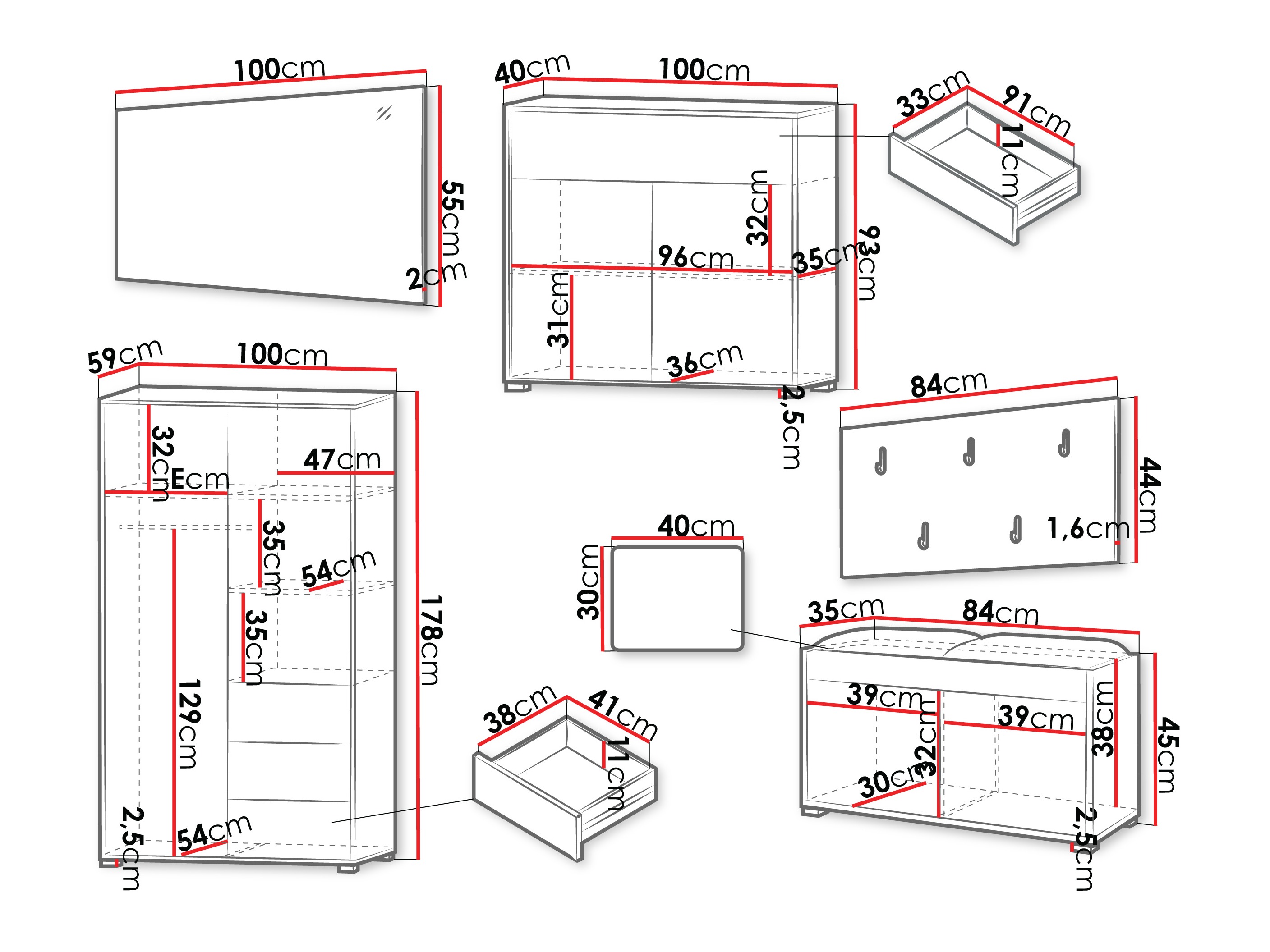 Set za hodnik Comfivo Fersoe 118 (Hrast)