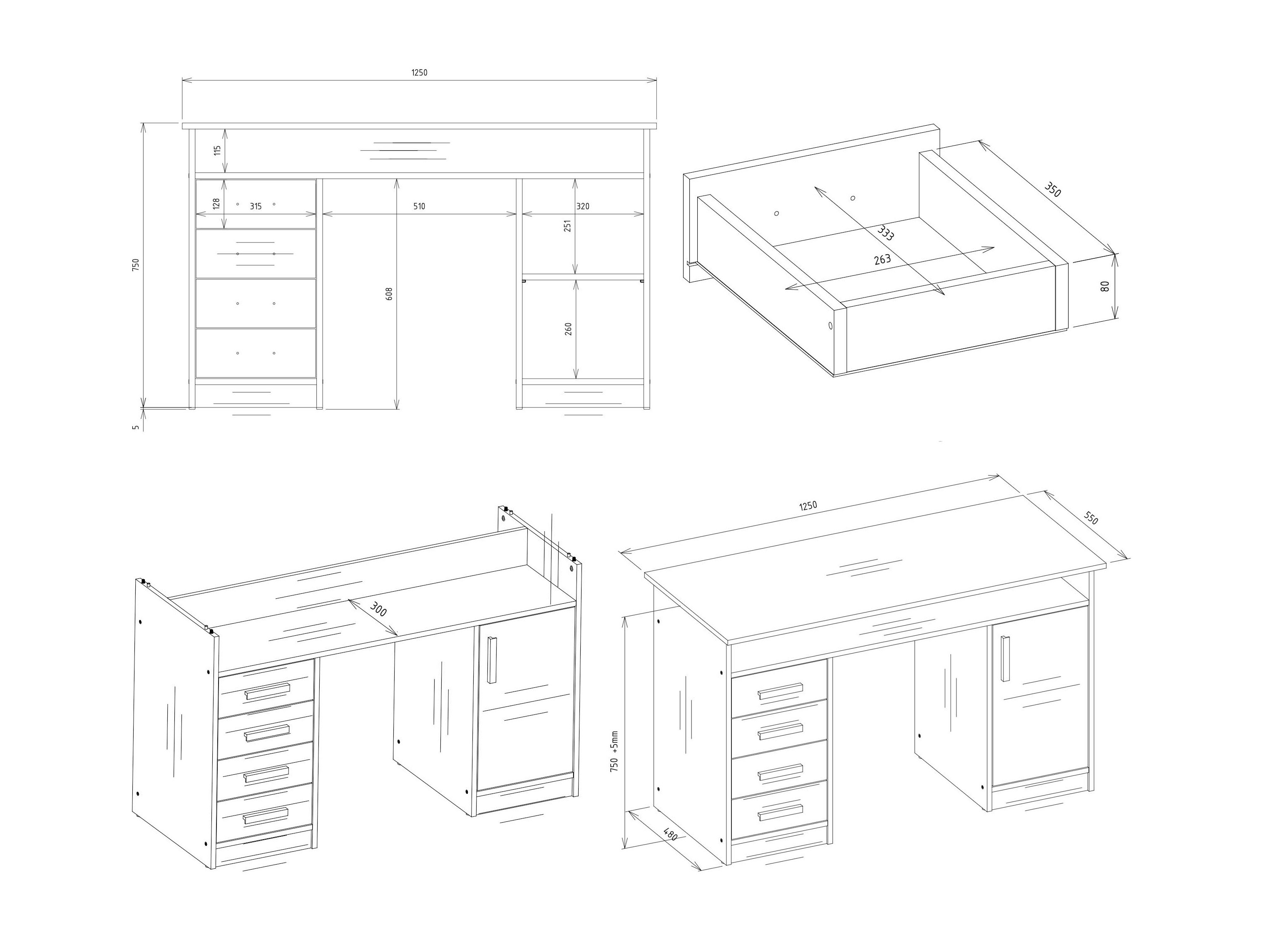 Kancelarijski sto Mandeville 329 (Belo)