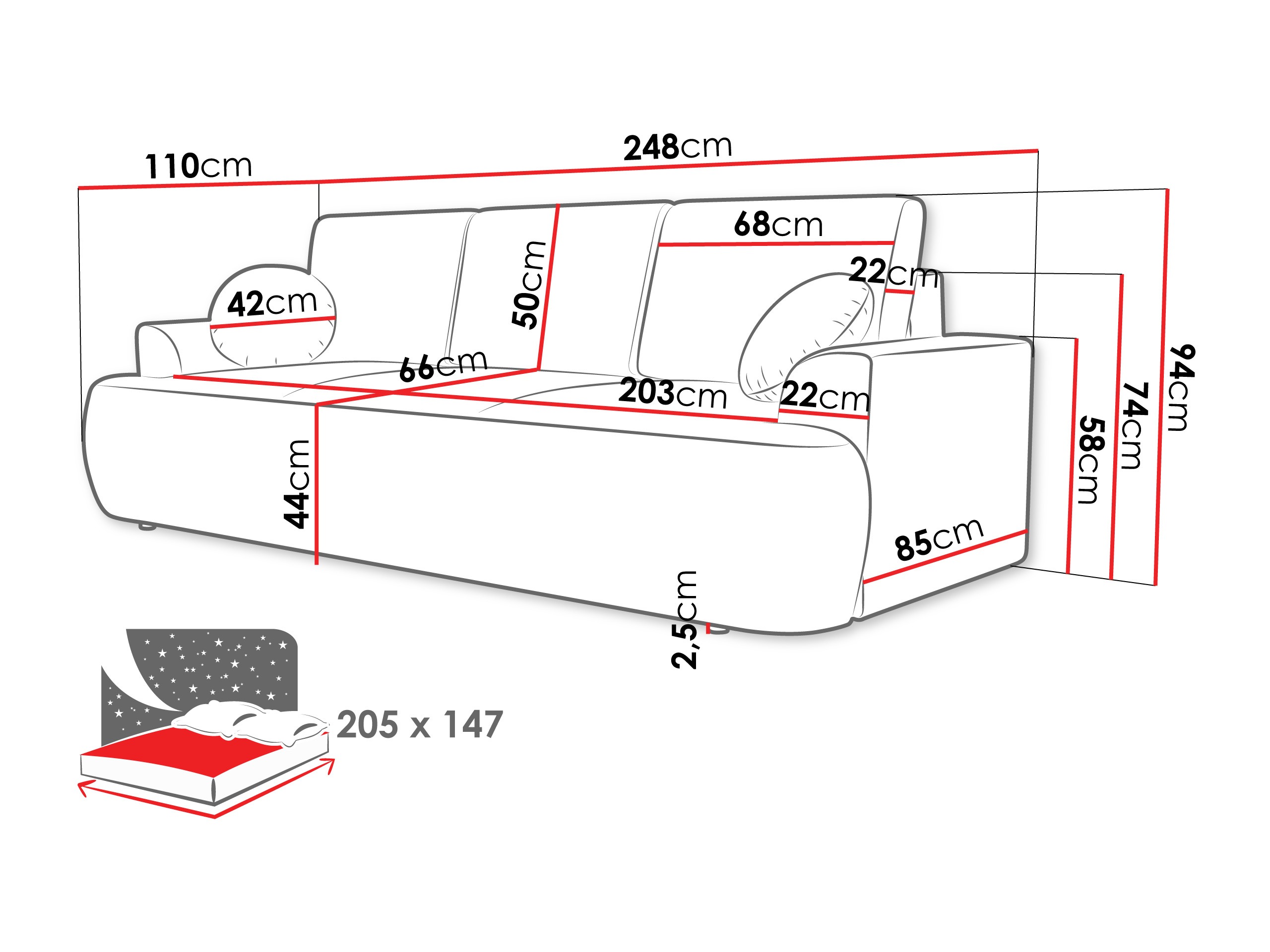 Sofa na razvlačenje Bountiful 104 (Lima 27)