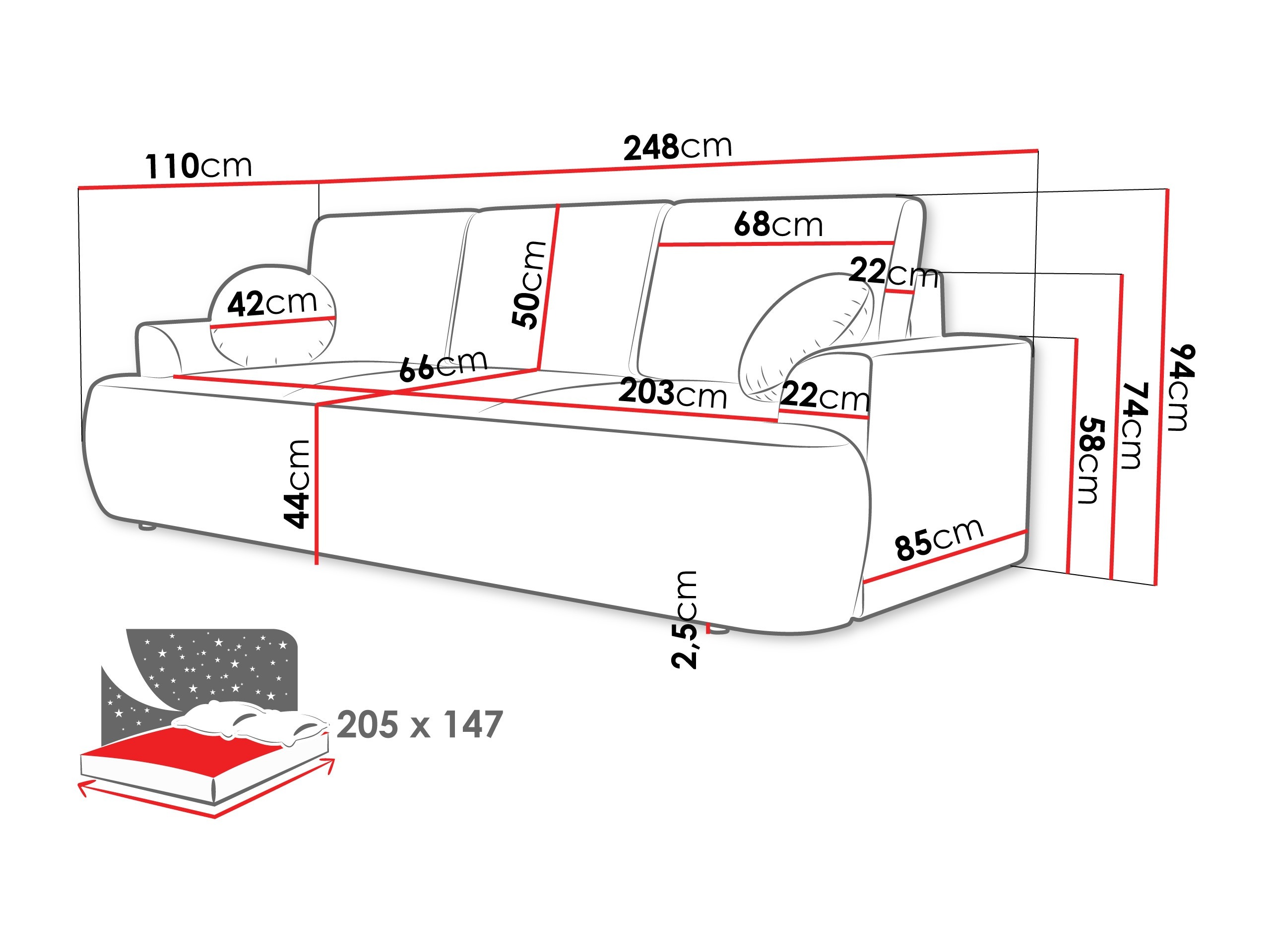 Sofa na razvlačenje Bountiful 104 (Lima 46)