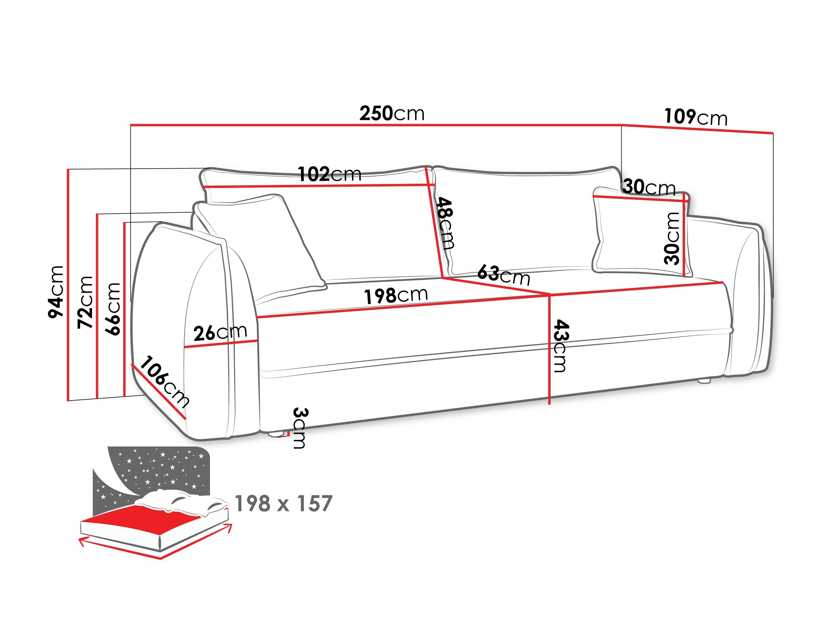 Sofa na razvlačenje Kingman 100 (Lima 16)