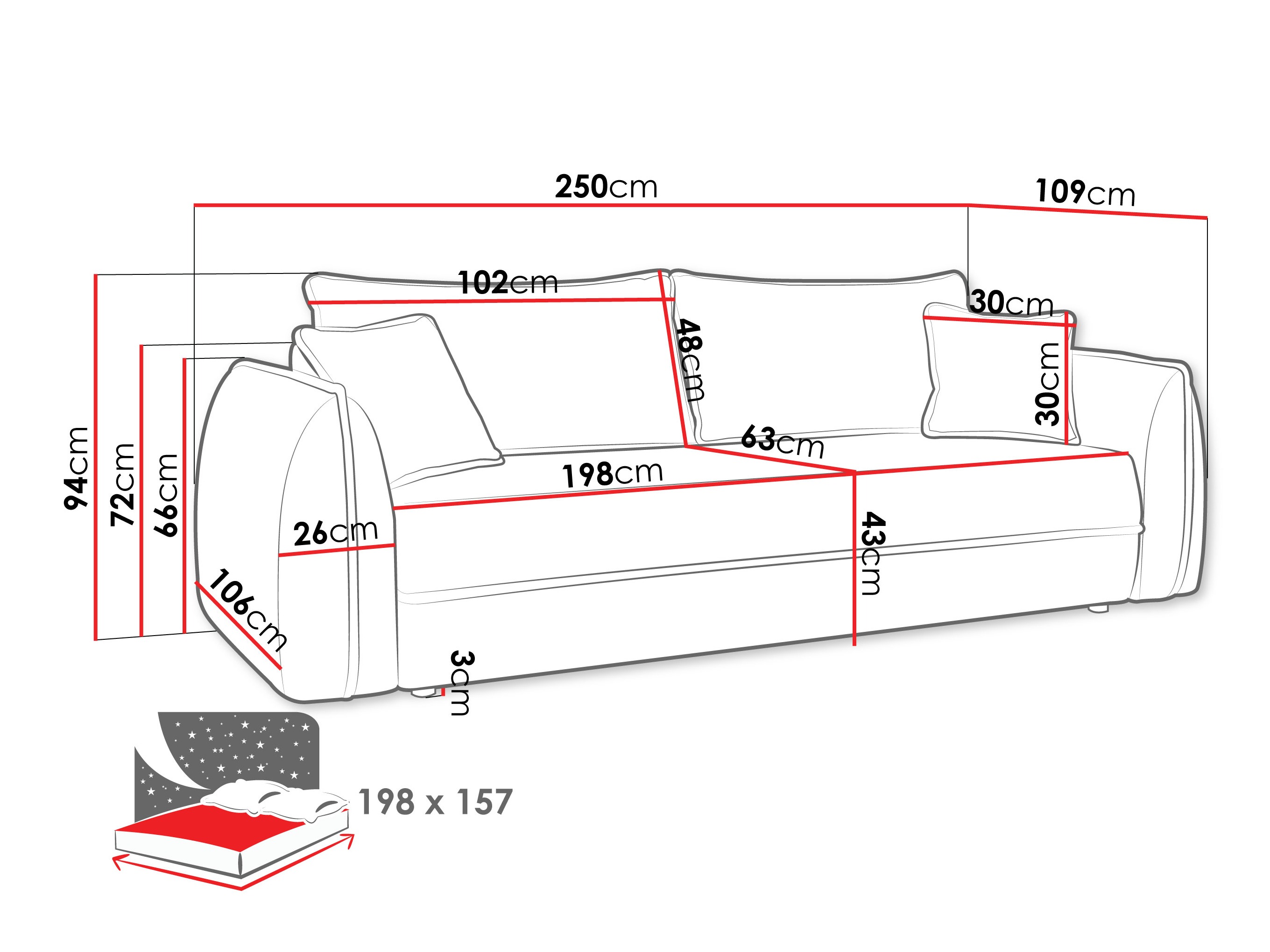 Sofa na razvlačenje Kingman 100 (Lima 27)