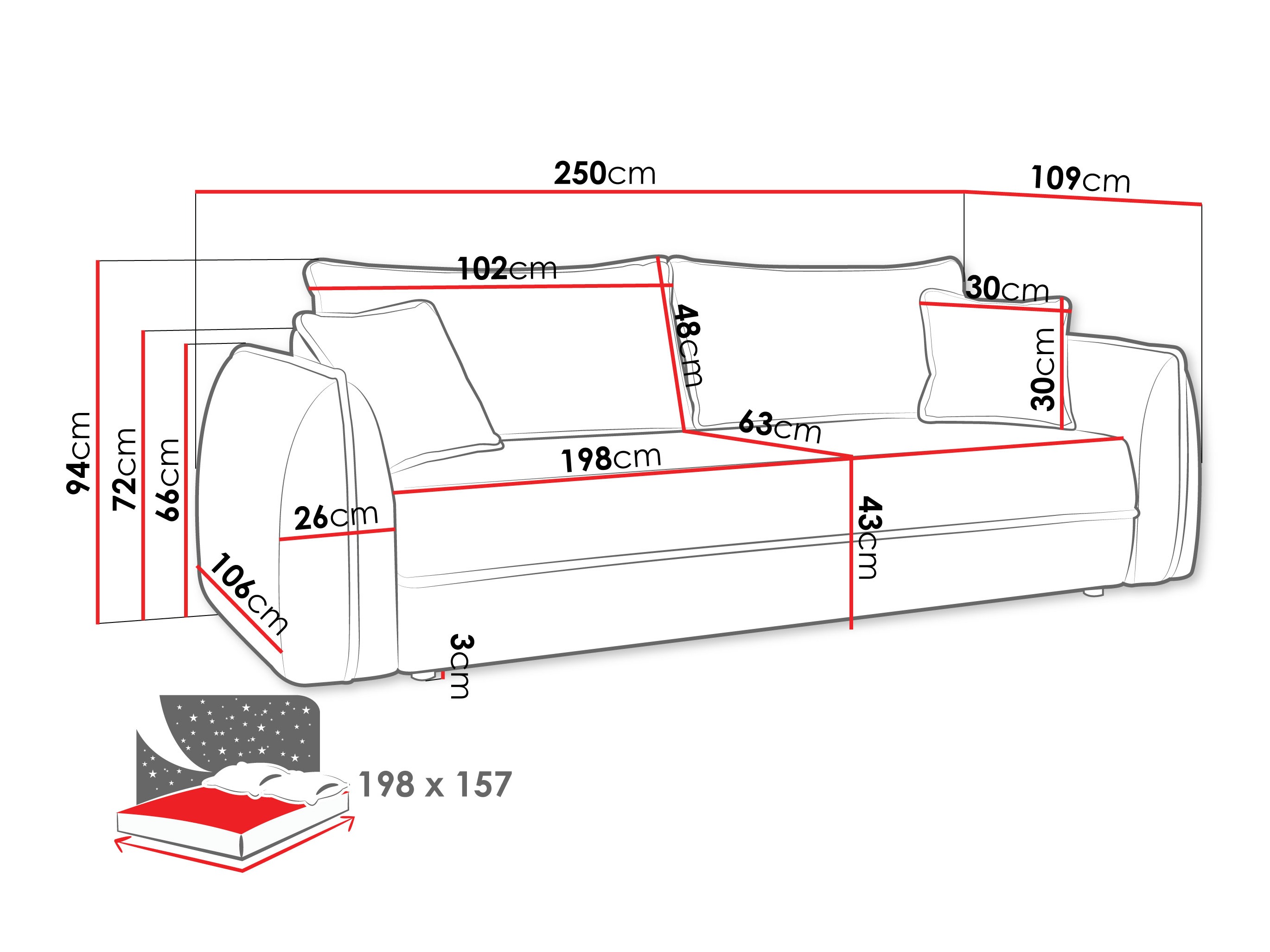 Sofa na razvlačenje Kingman 100 (Lima 50)