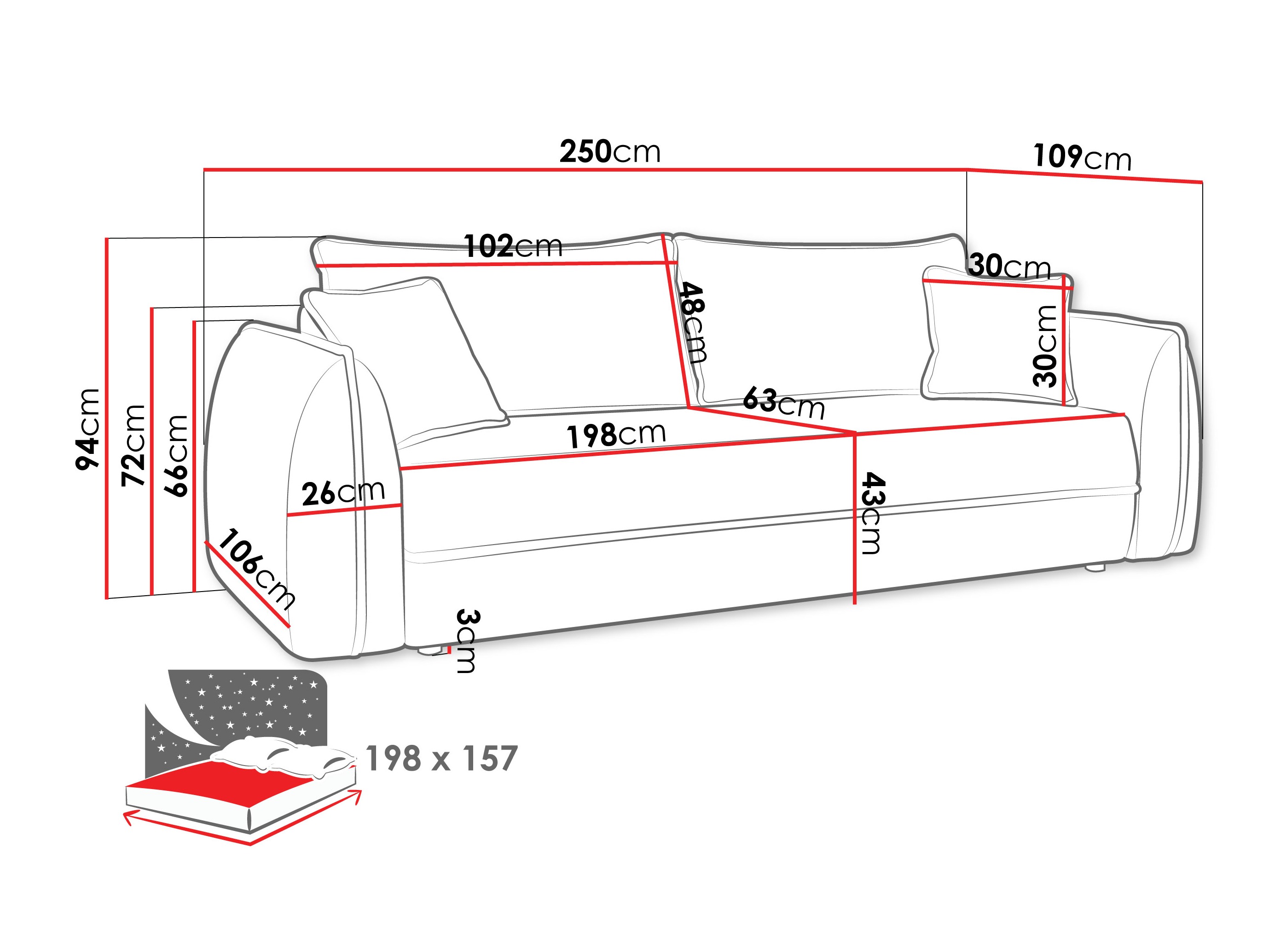 Sofa na razvlačenje Kingman 100 (Lima 80)