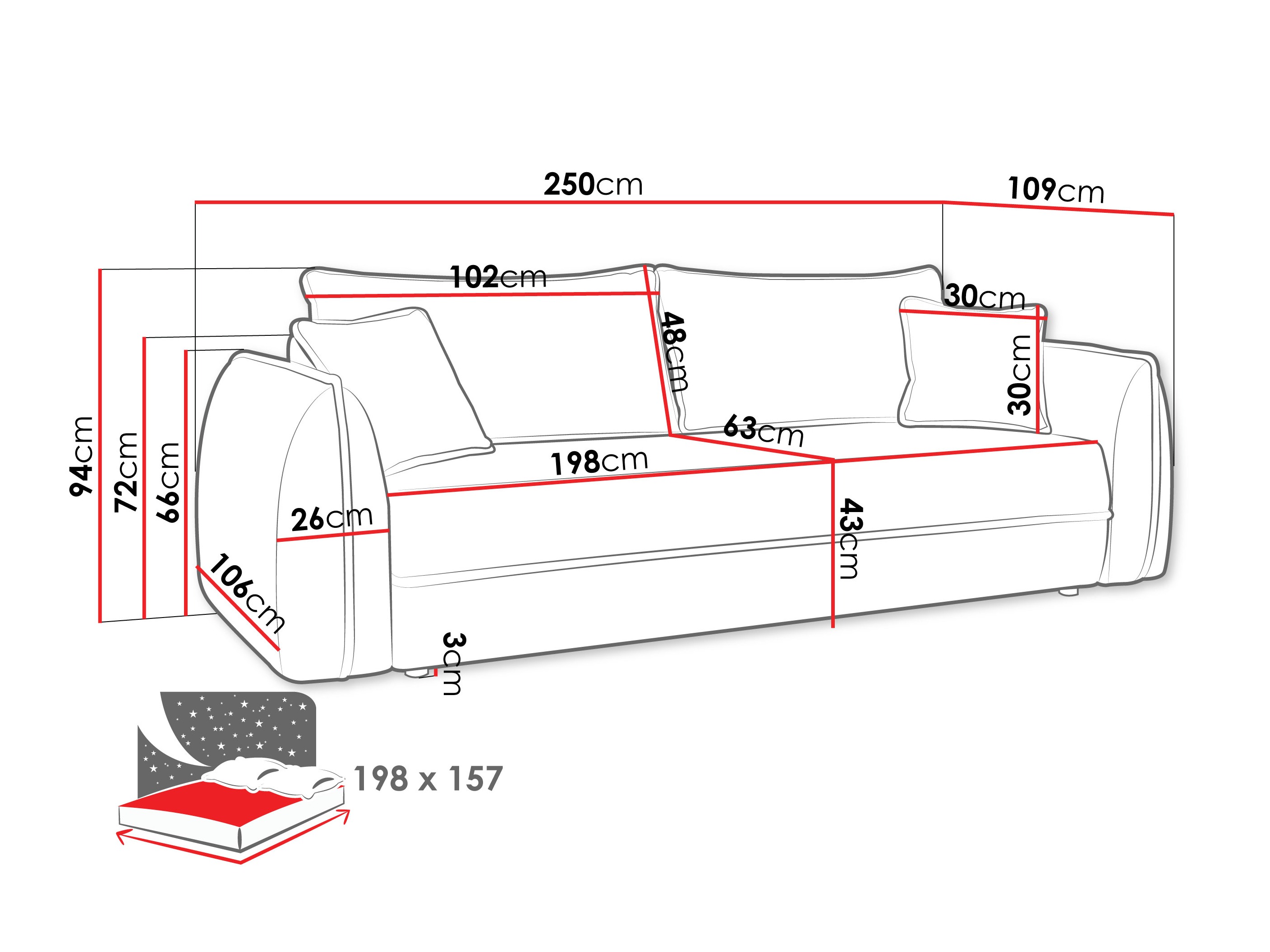 Sofa na razvlačenje Kingman 100 (Lima 84)