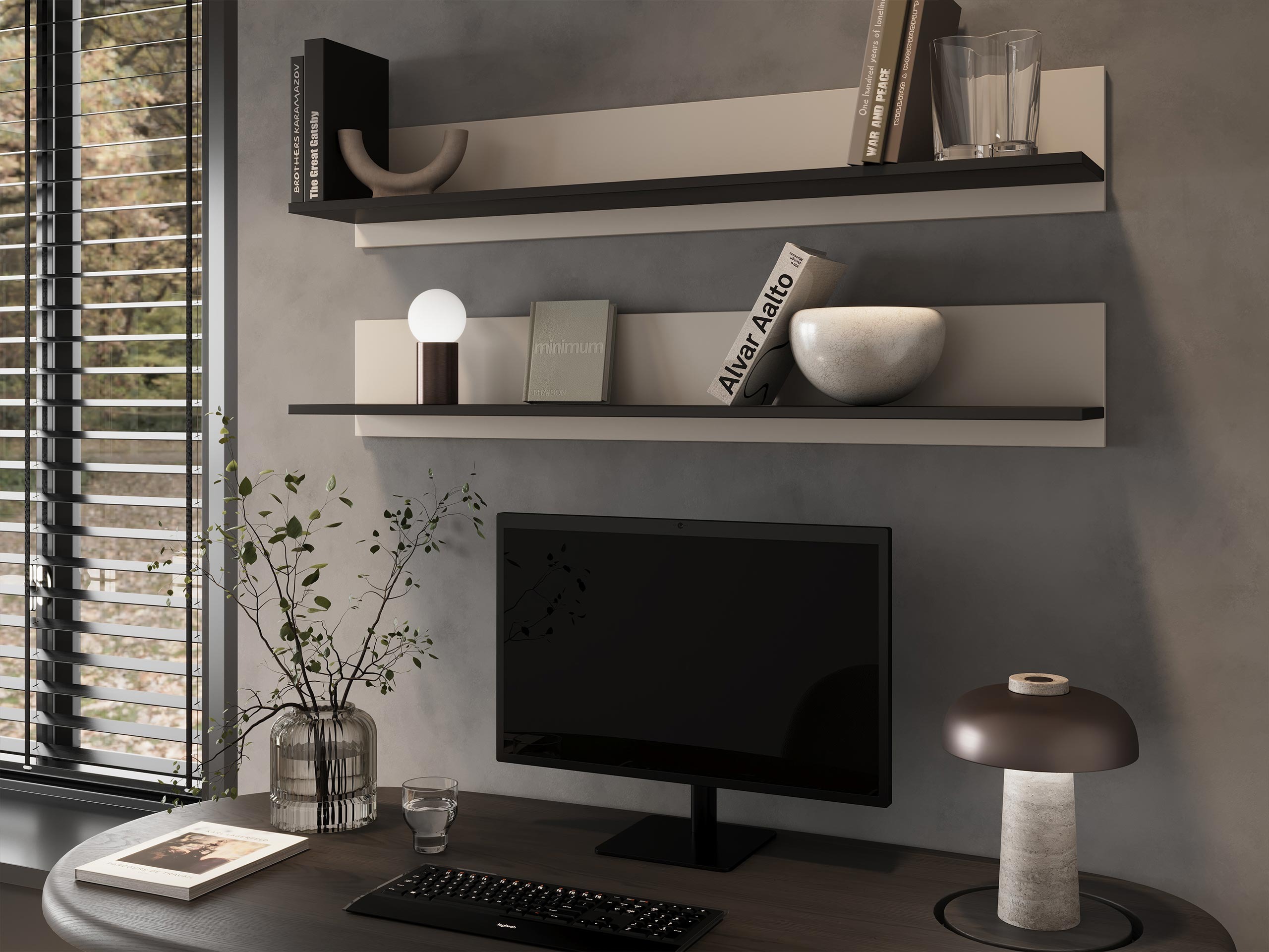 Postavljene viseće police Tornola 104 (Kašmir + Crno)