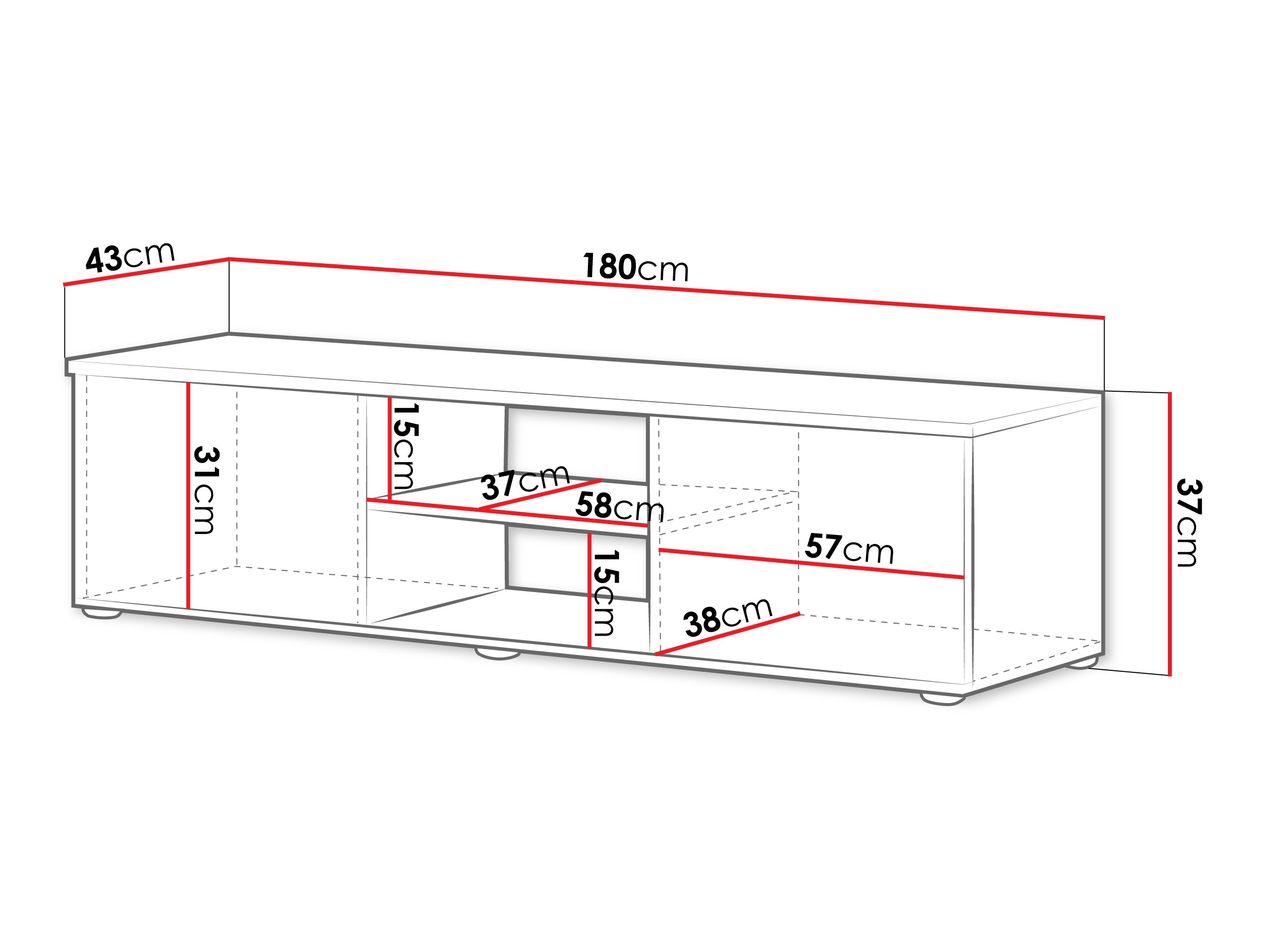 TV komoda Tornola 101 (Kašmir + Crno)
