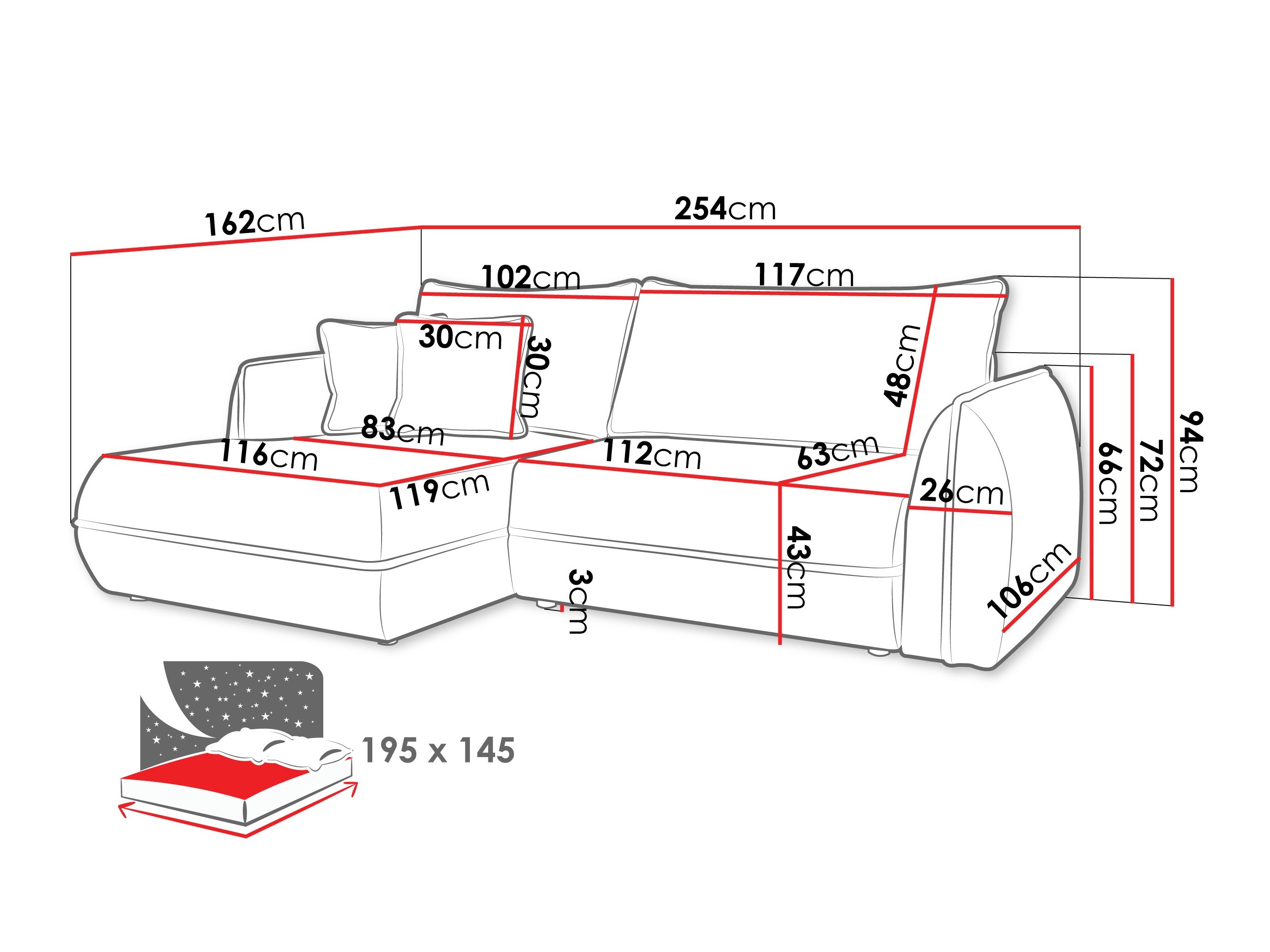 Ugaona sofa Kingman 101 (Lima 16)