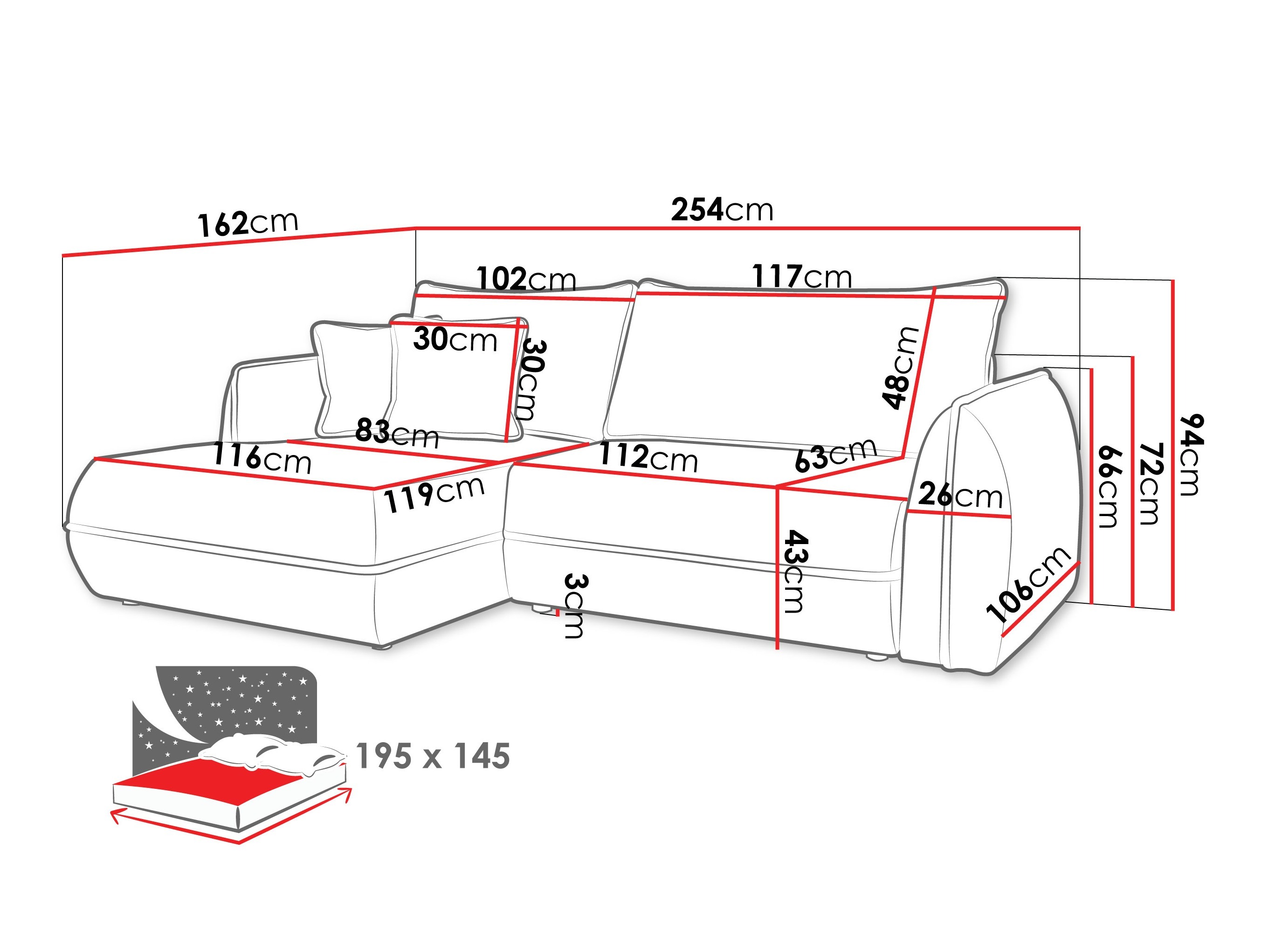 Ugaona sofa Kingman 101 (Lima 27)
