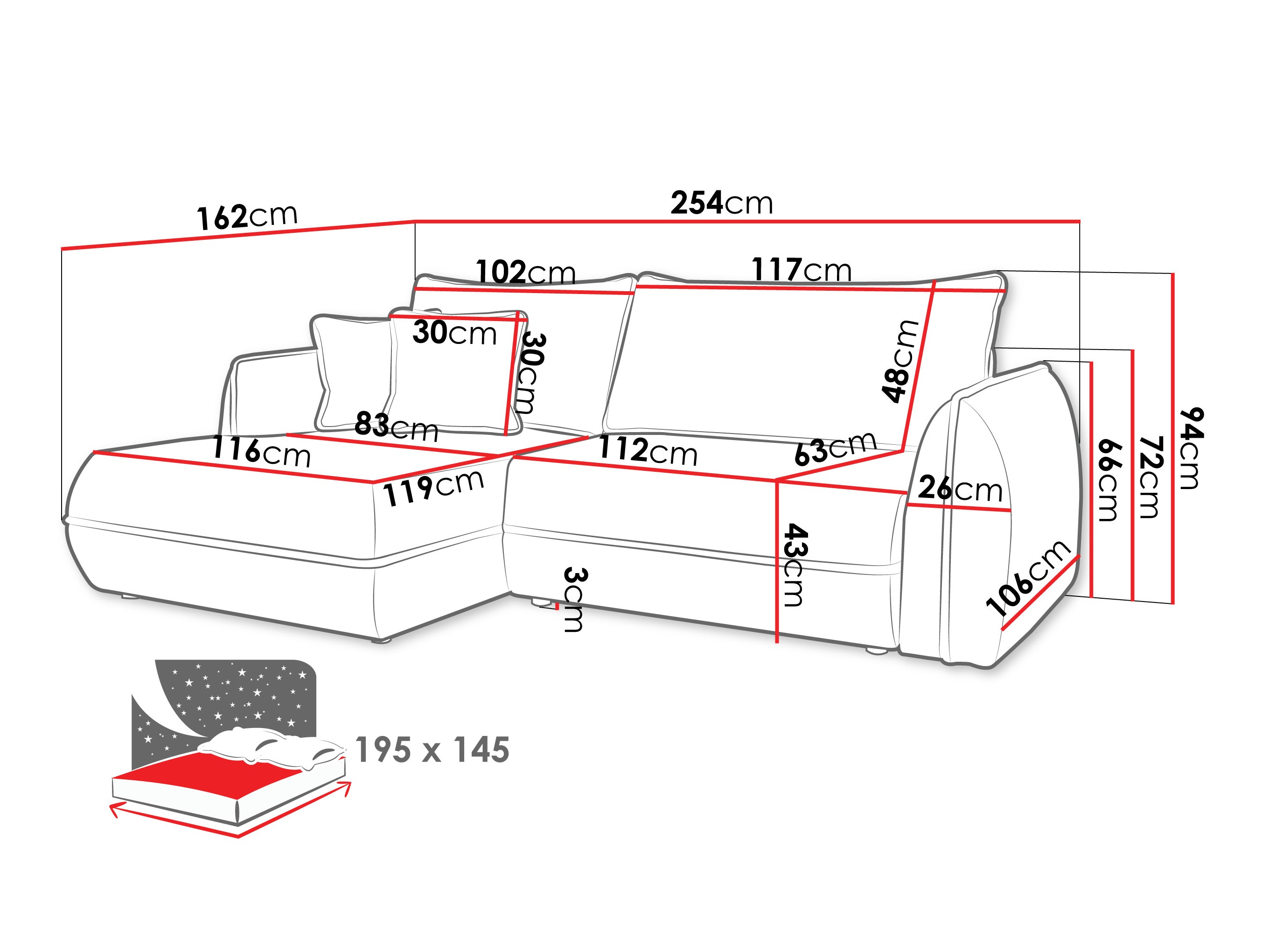 Ugaona sofa Kingman 101 (Lima 46)