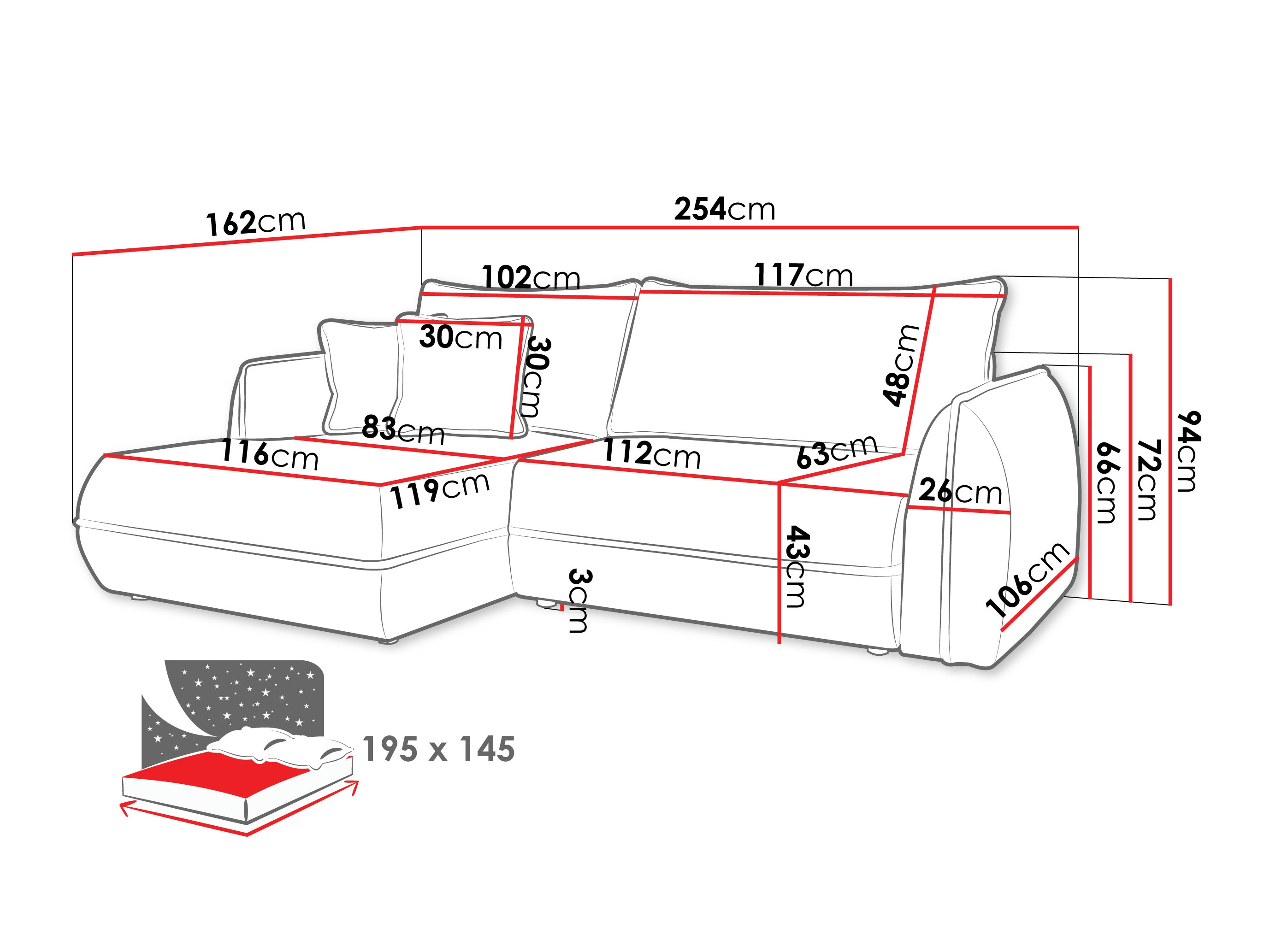 Ugaona sofa Kingman 101 (Lima 46)