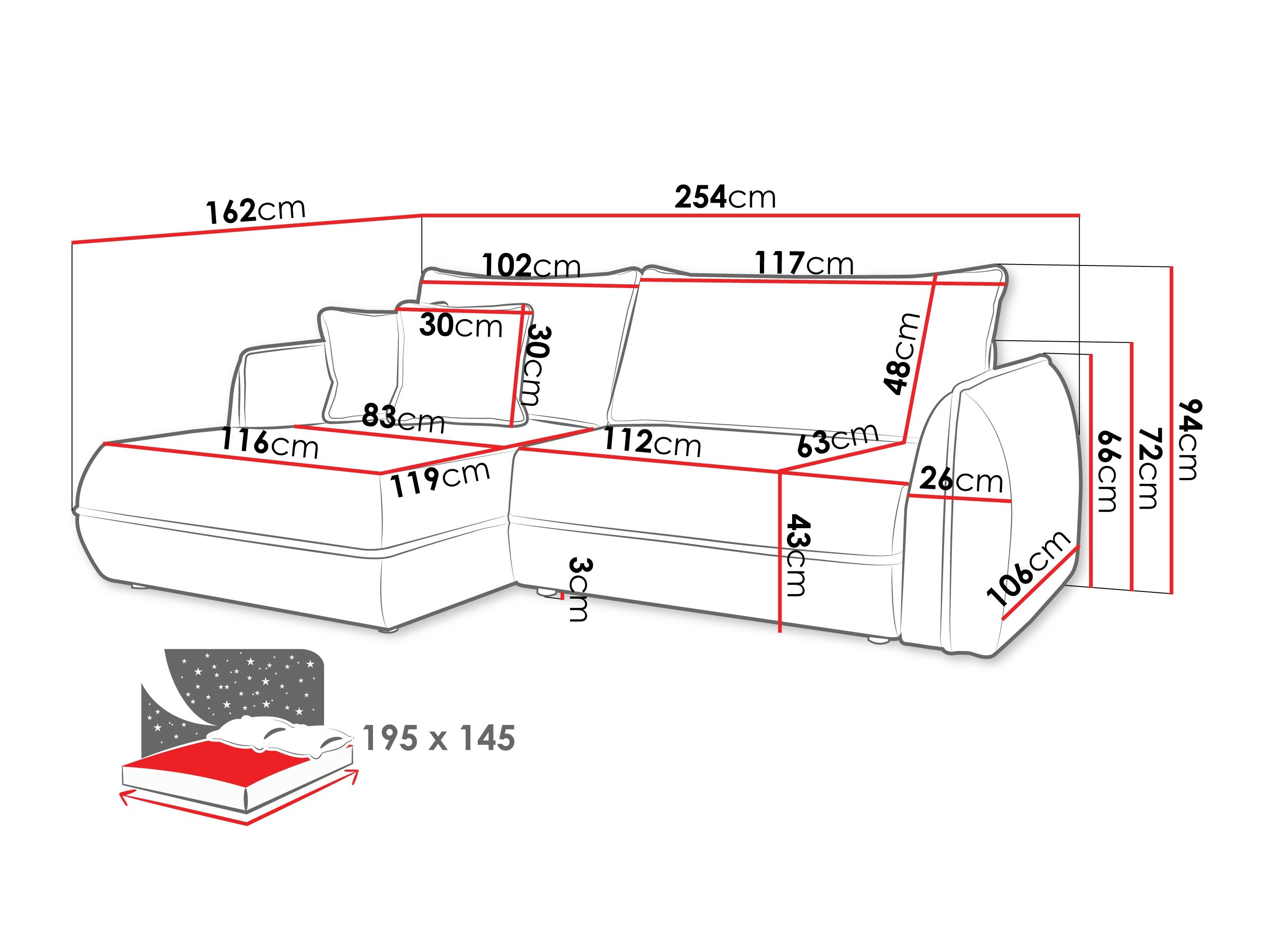 Ugaona sofa Kingman 101 (Lima 50)