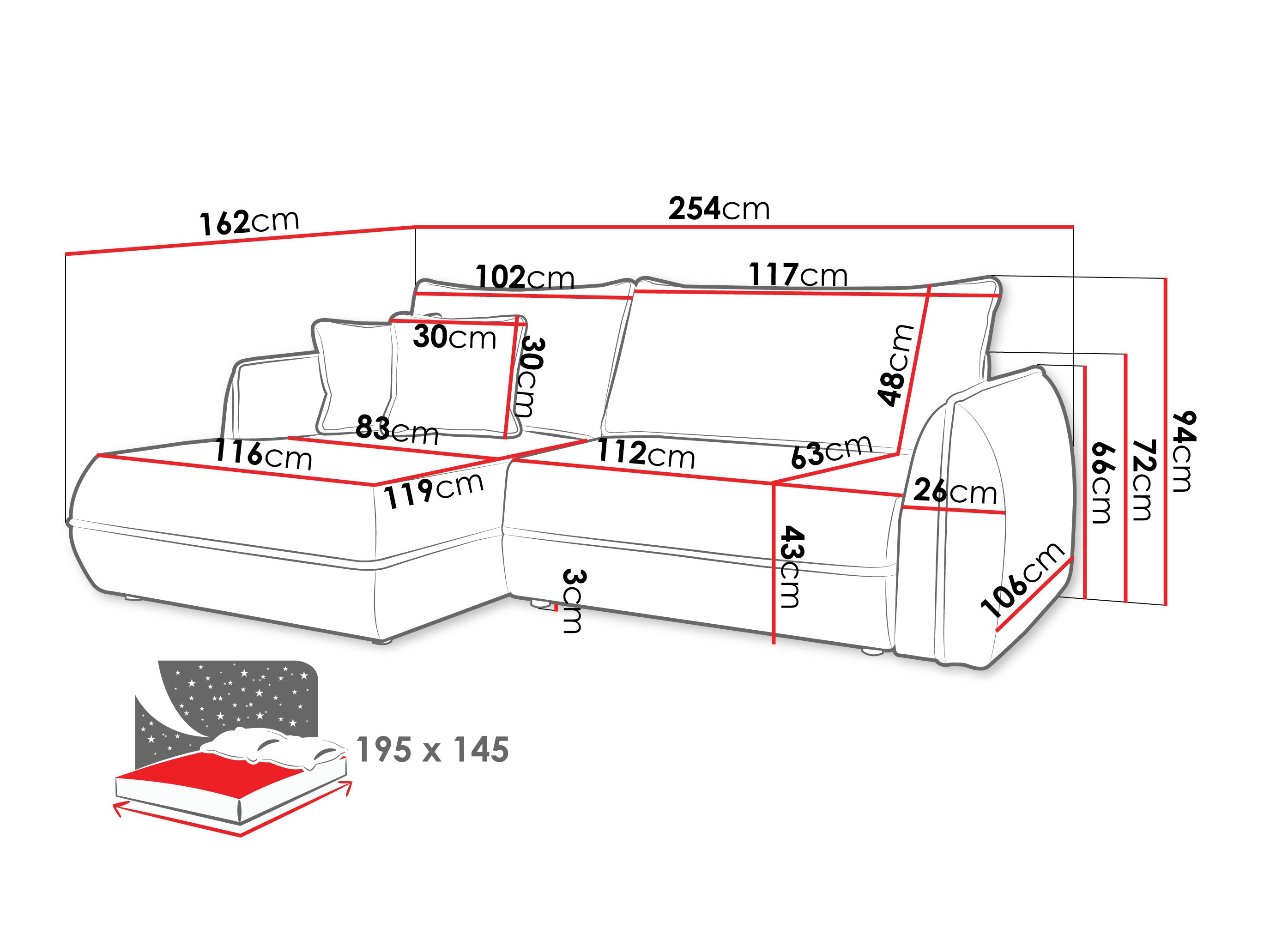 Ugaona sofa Kingman 101 (Lima 80)