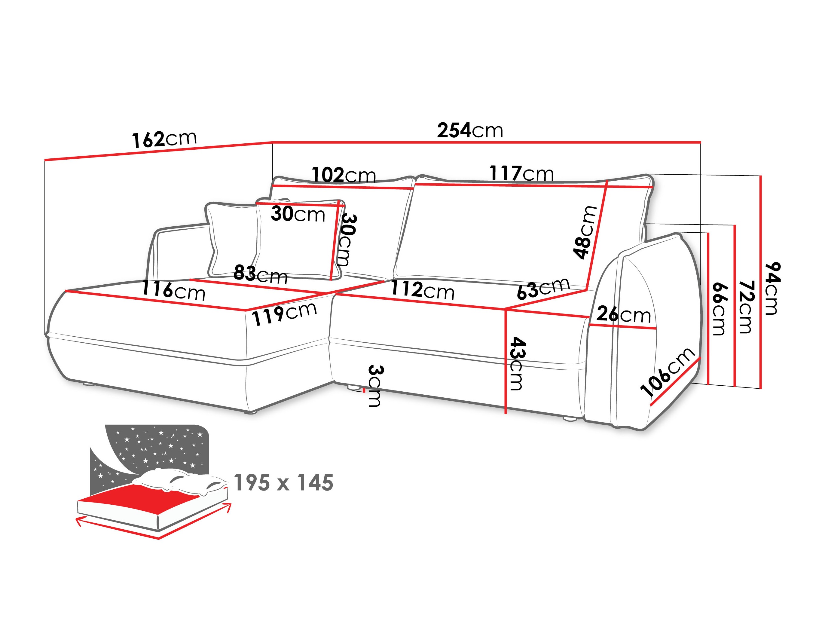 Ugaona sofa Kingman 101 (Lima 84)