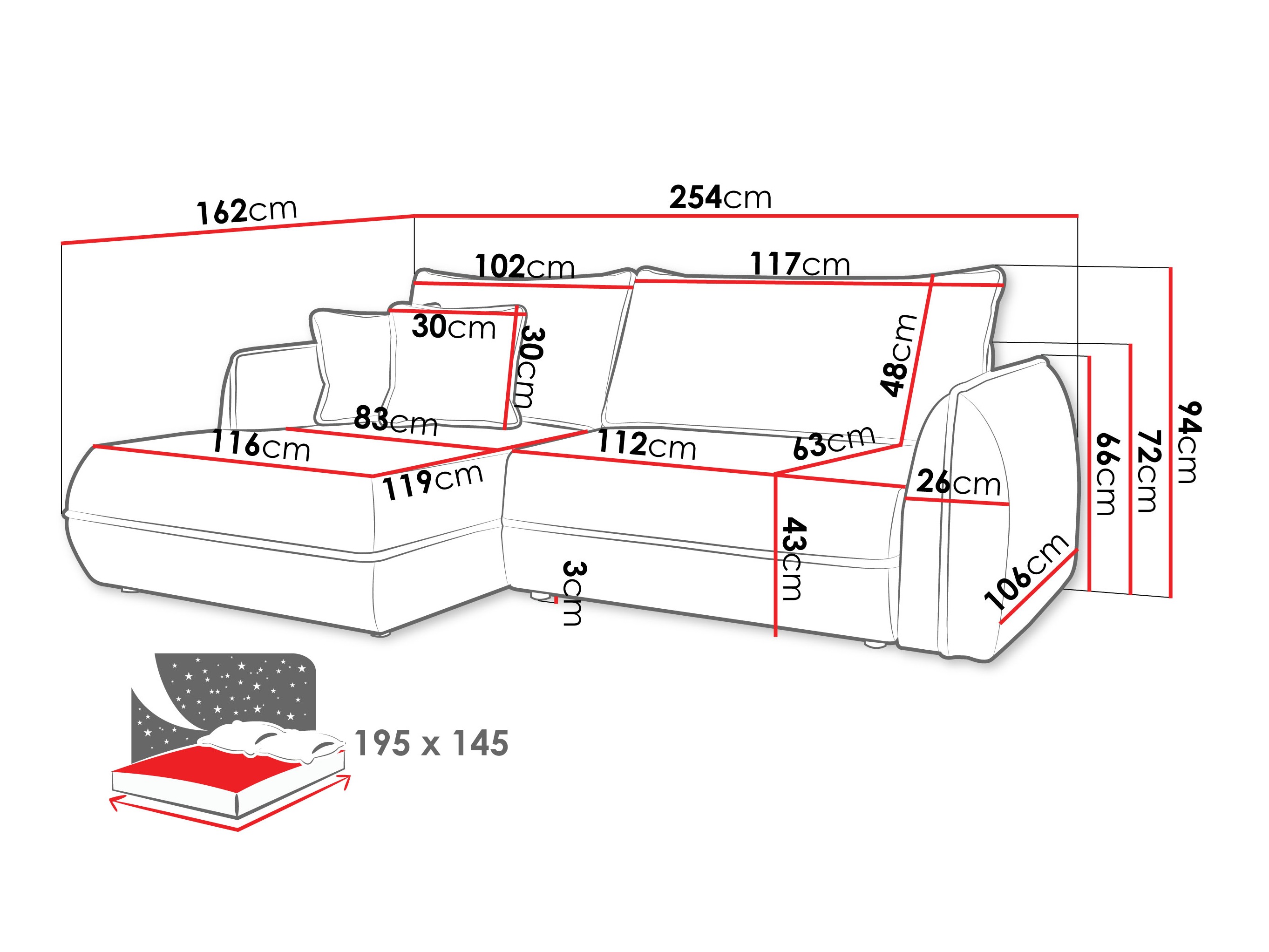 Ugaona sofa Kingman 101 (Lima 84)
