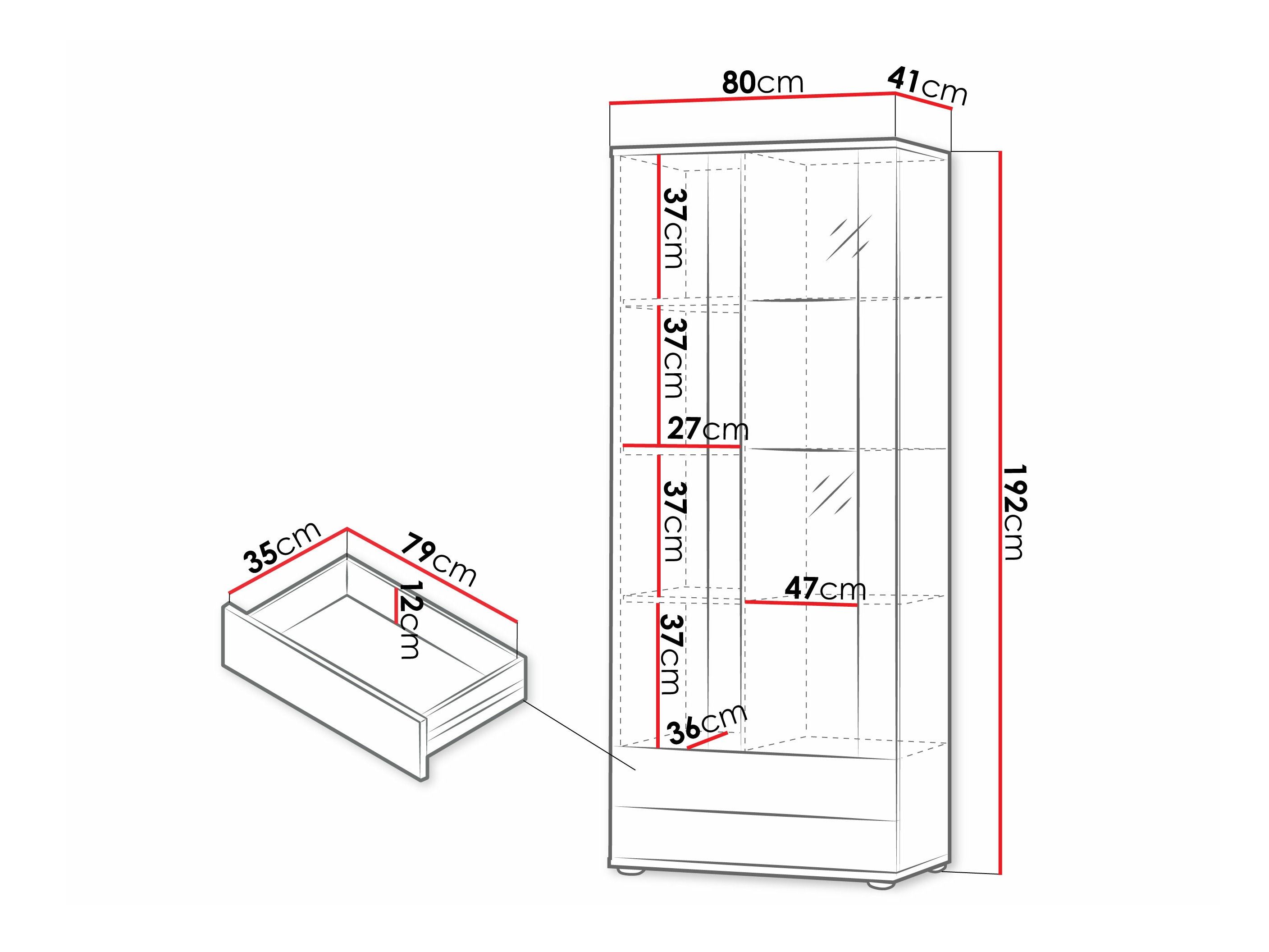 Polica Tornola 105 (Belo + Sjajno belo)