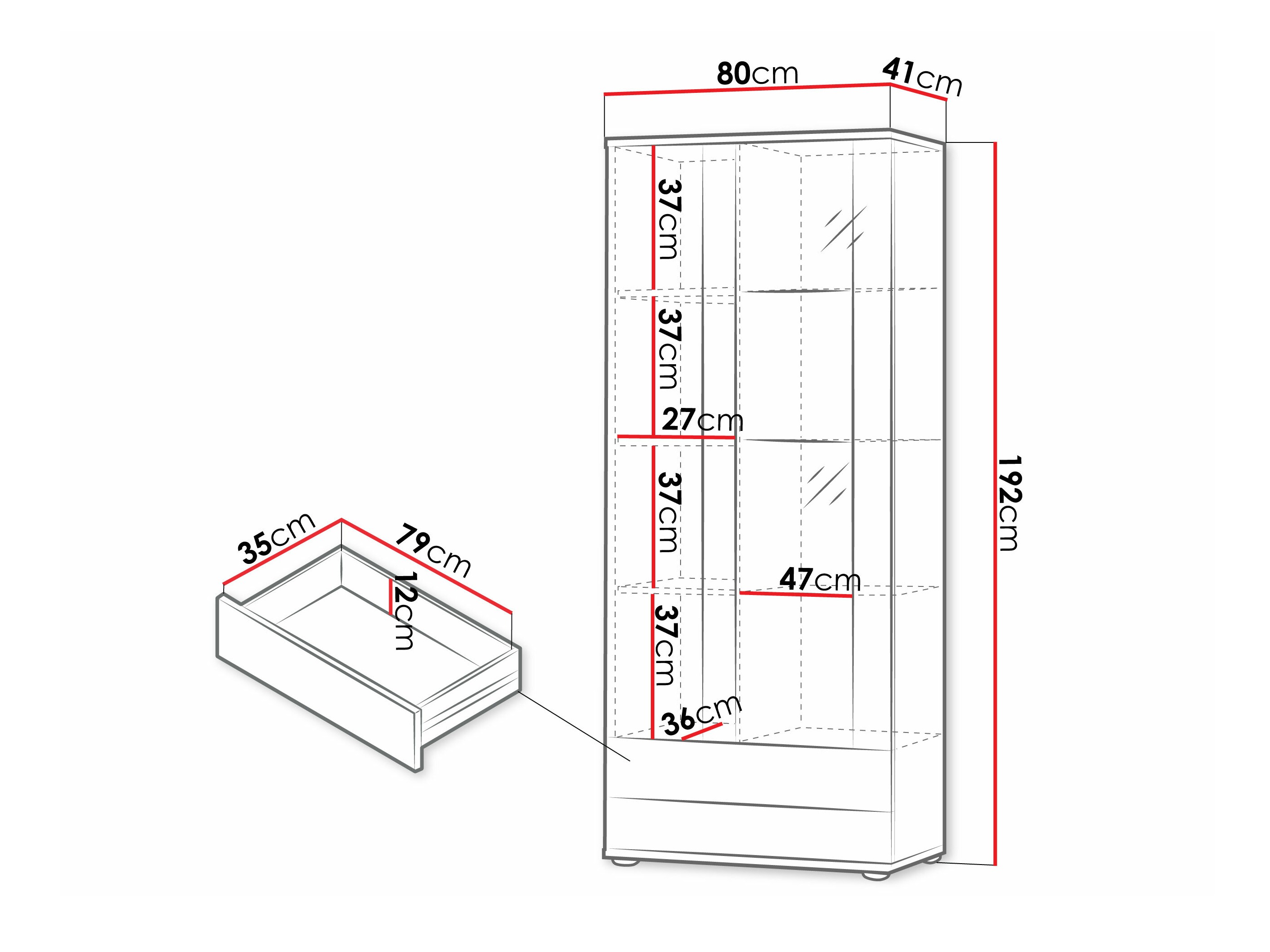 Polica Tornola 105 (Belo + Sjajno belo)
