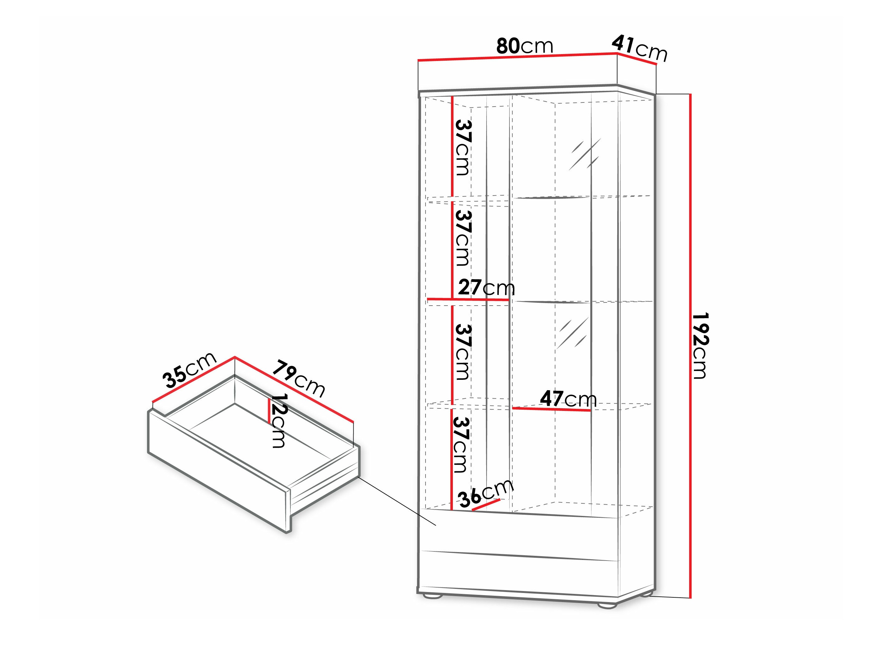 Polica Tornola 105 (Crno + Crna visoki sjaj)