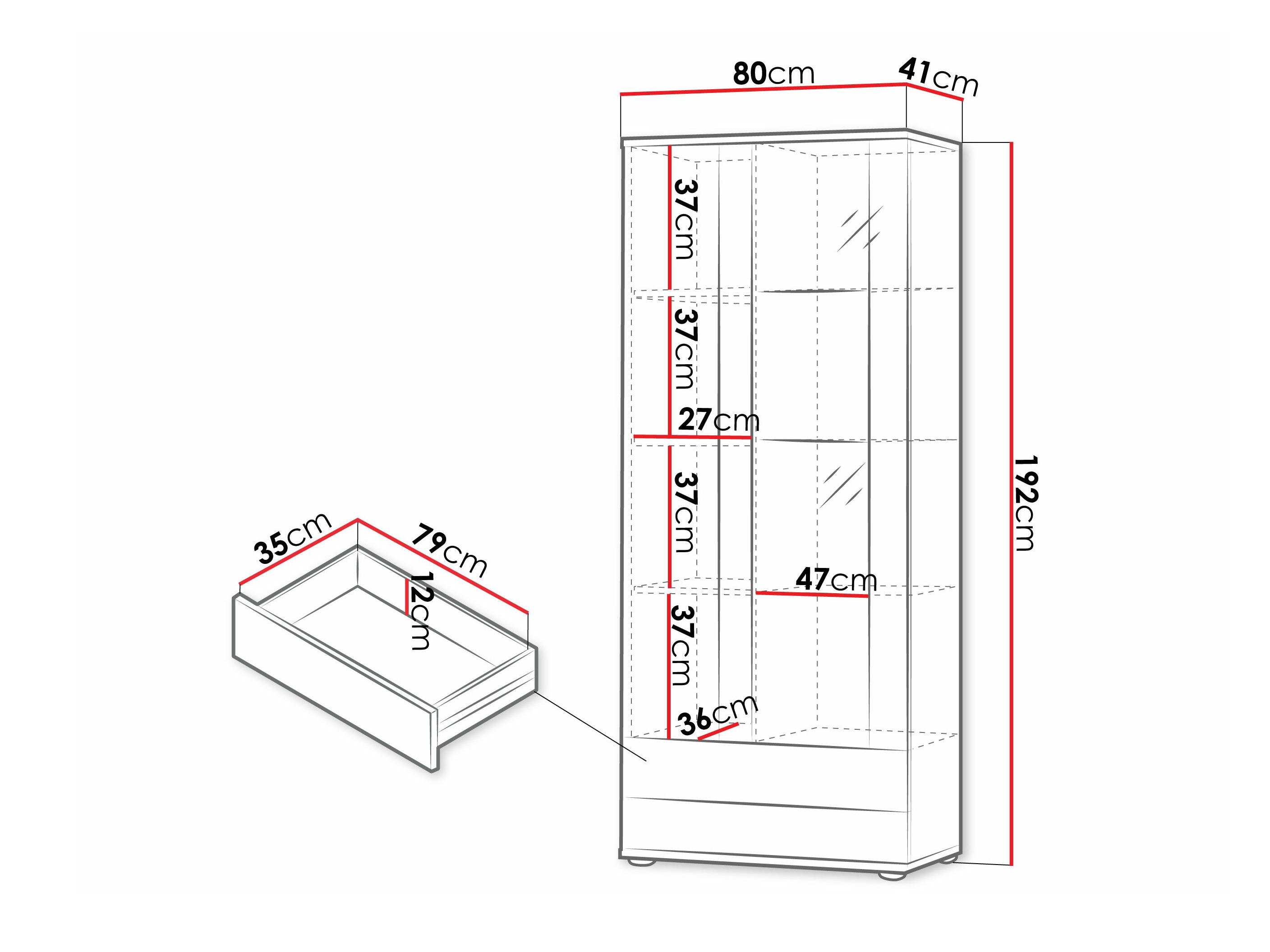 Polica Tornola 105 (Crno + Crna visoki sjaj)
