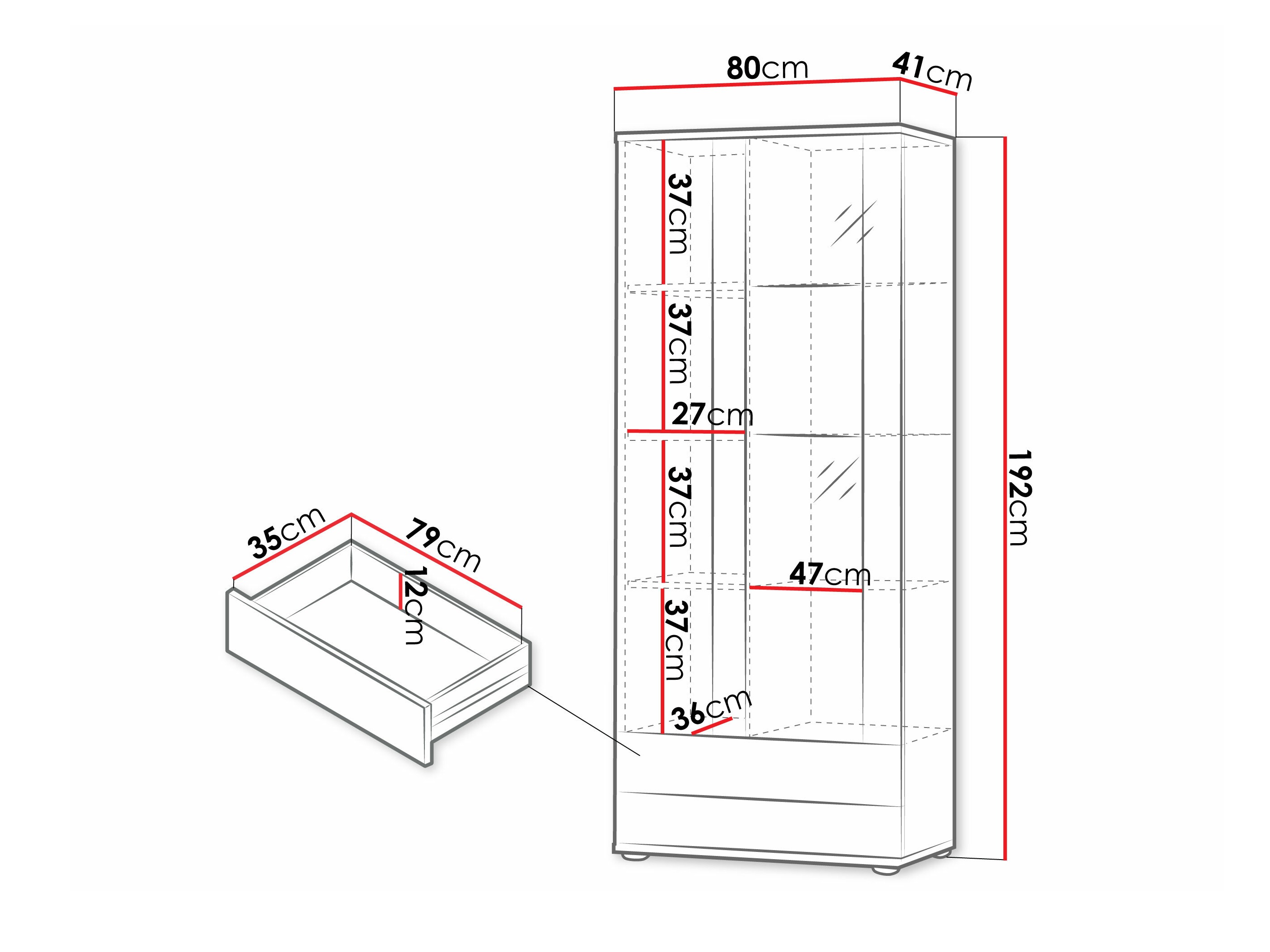 Polica Tornola 105 (Crno + Crna visoki sjaj)