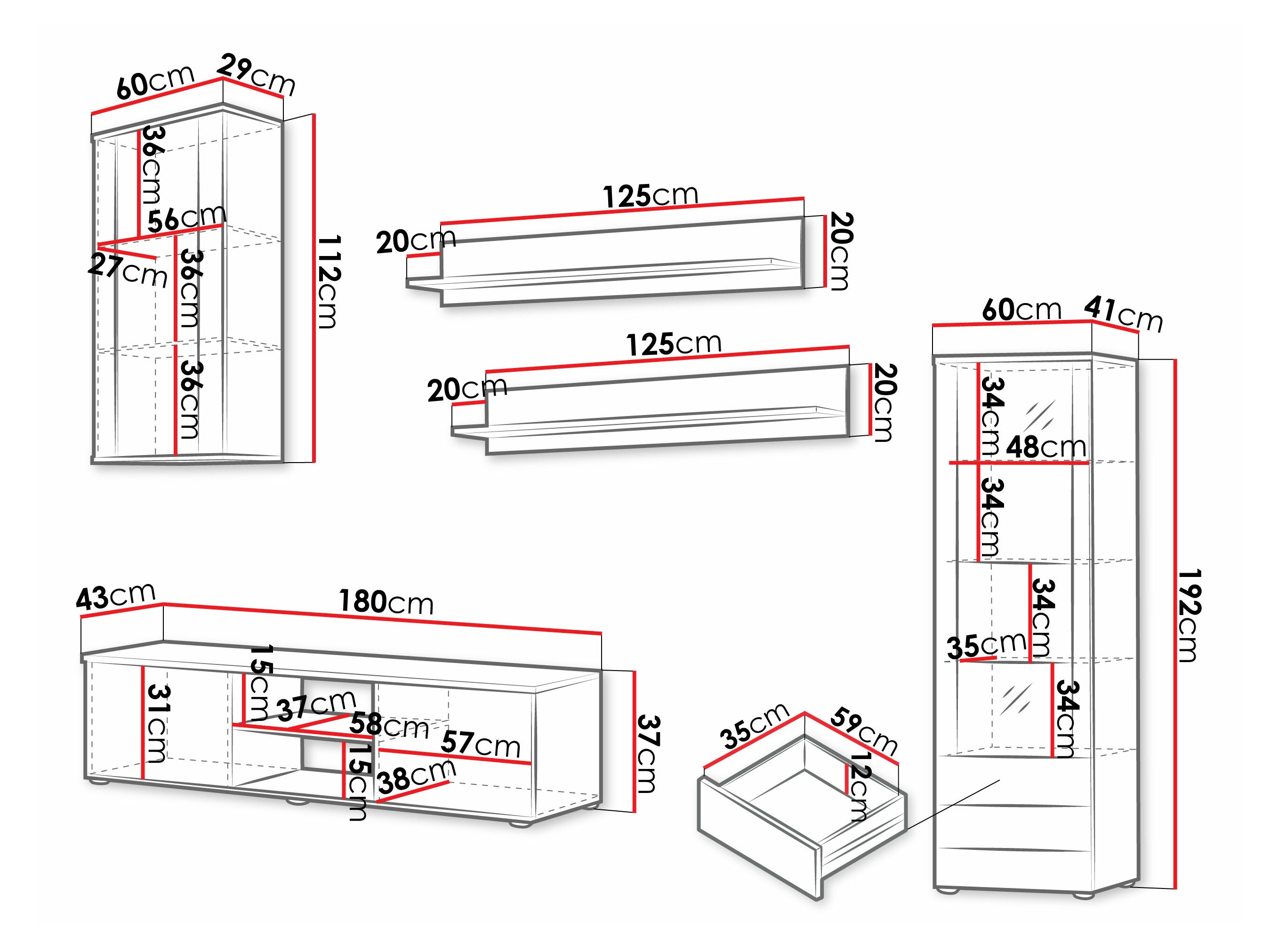 Set za dnevnu sobu Tornola 114 (Belo + Sjajno belo)