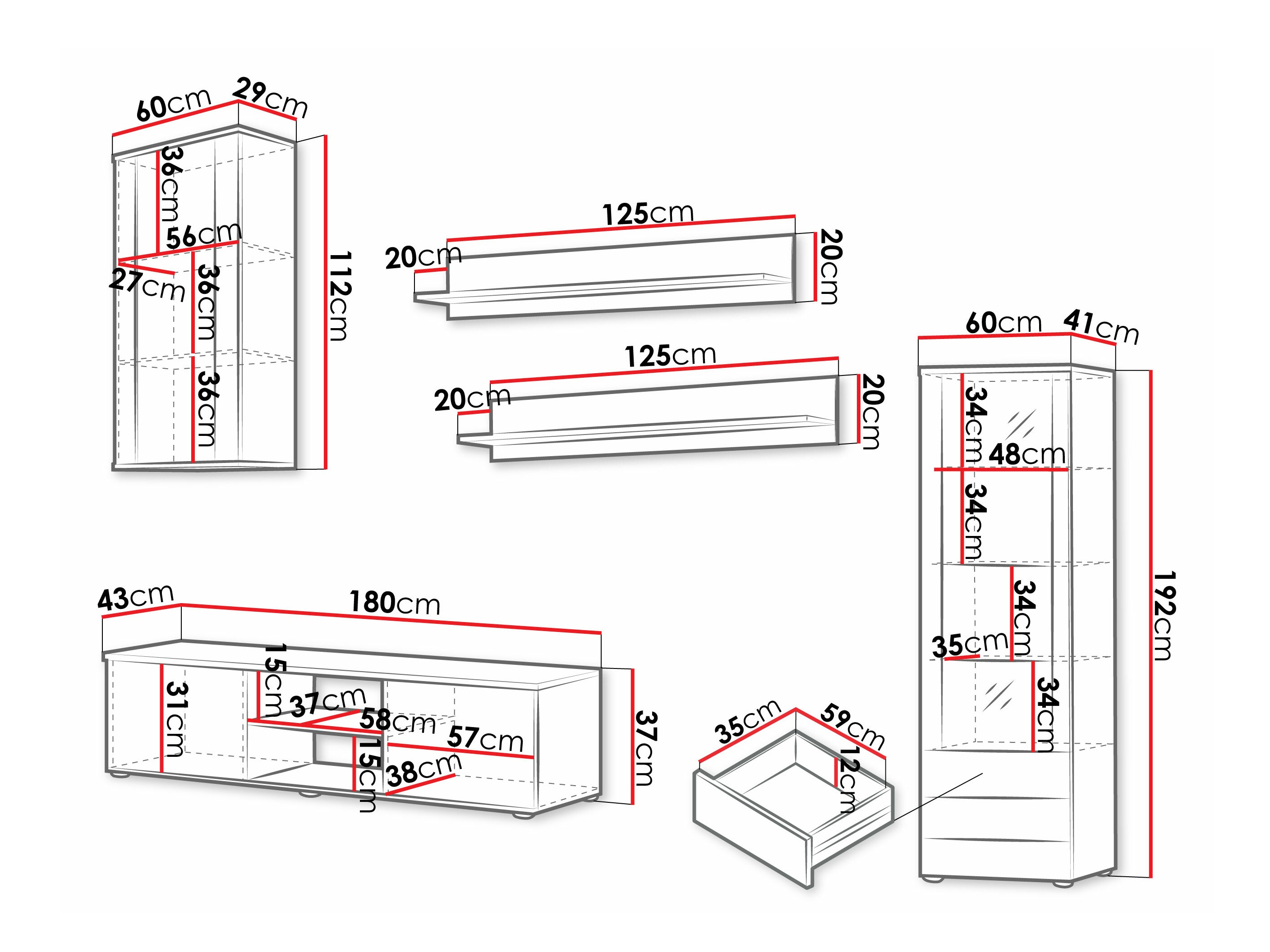 Set za dnevnu sobu Tornola 114 (Belo + Sjajno belo)