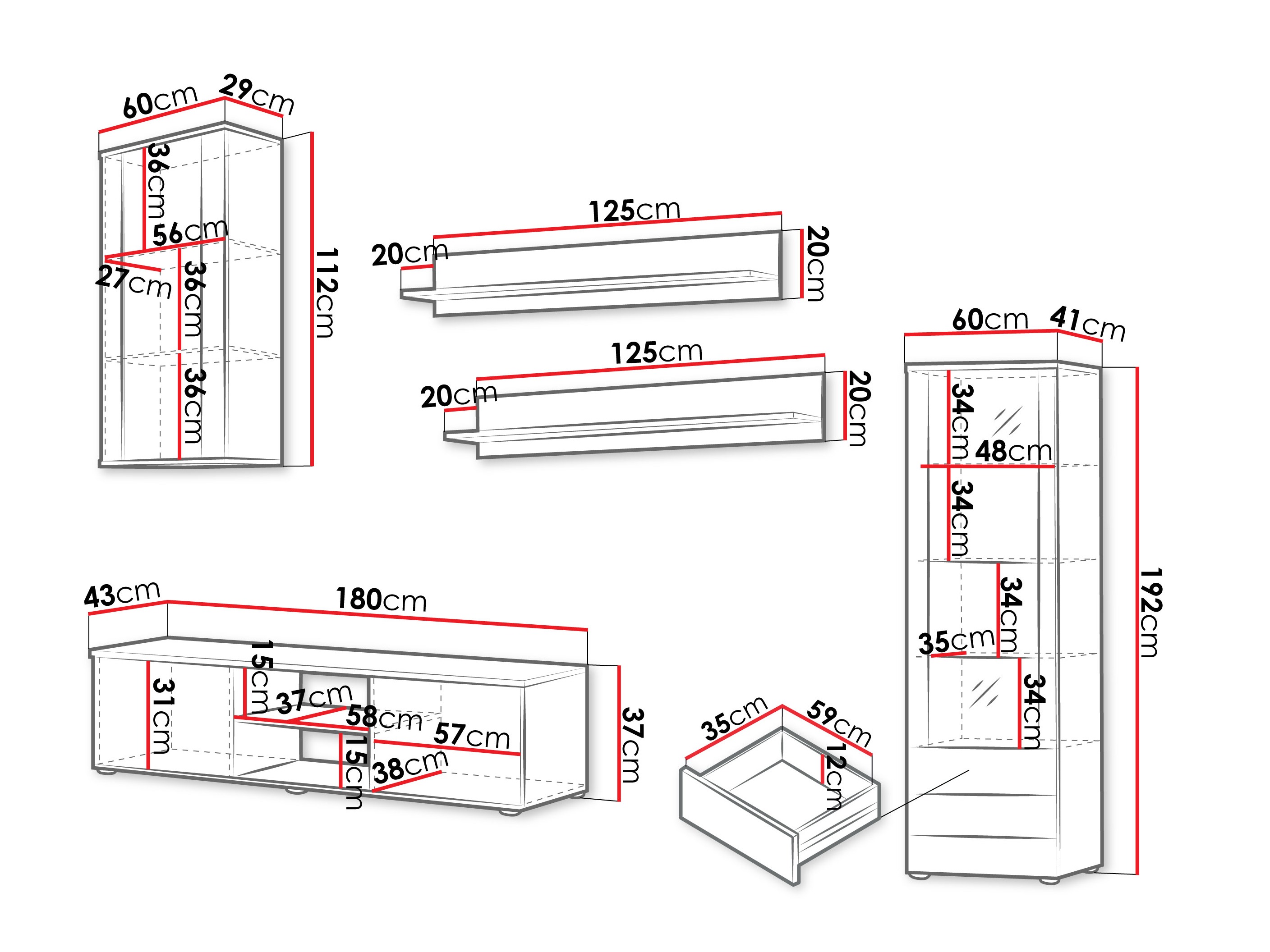 Set za dnevnu sobu Tornola 114 (Kašmir + Crno)