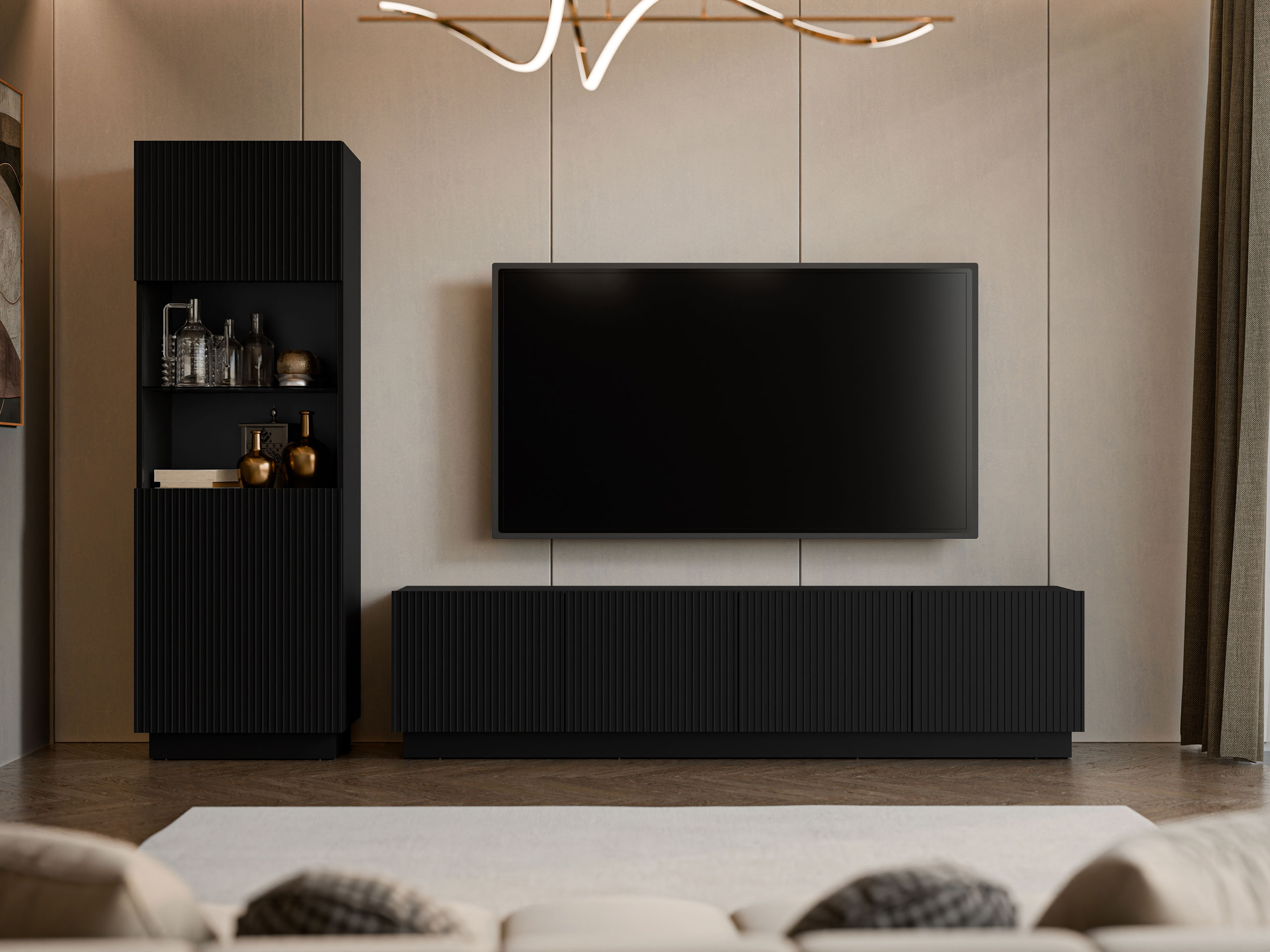 Set za dnevnu sobu Lusonu 107 (Crno)