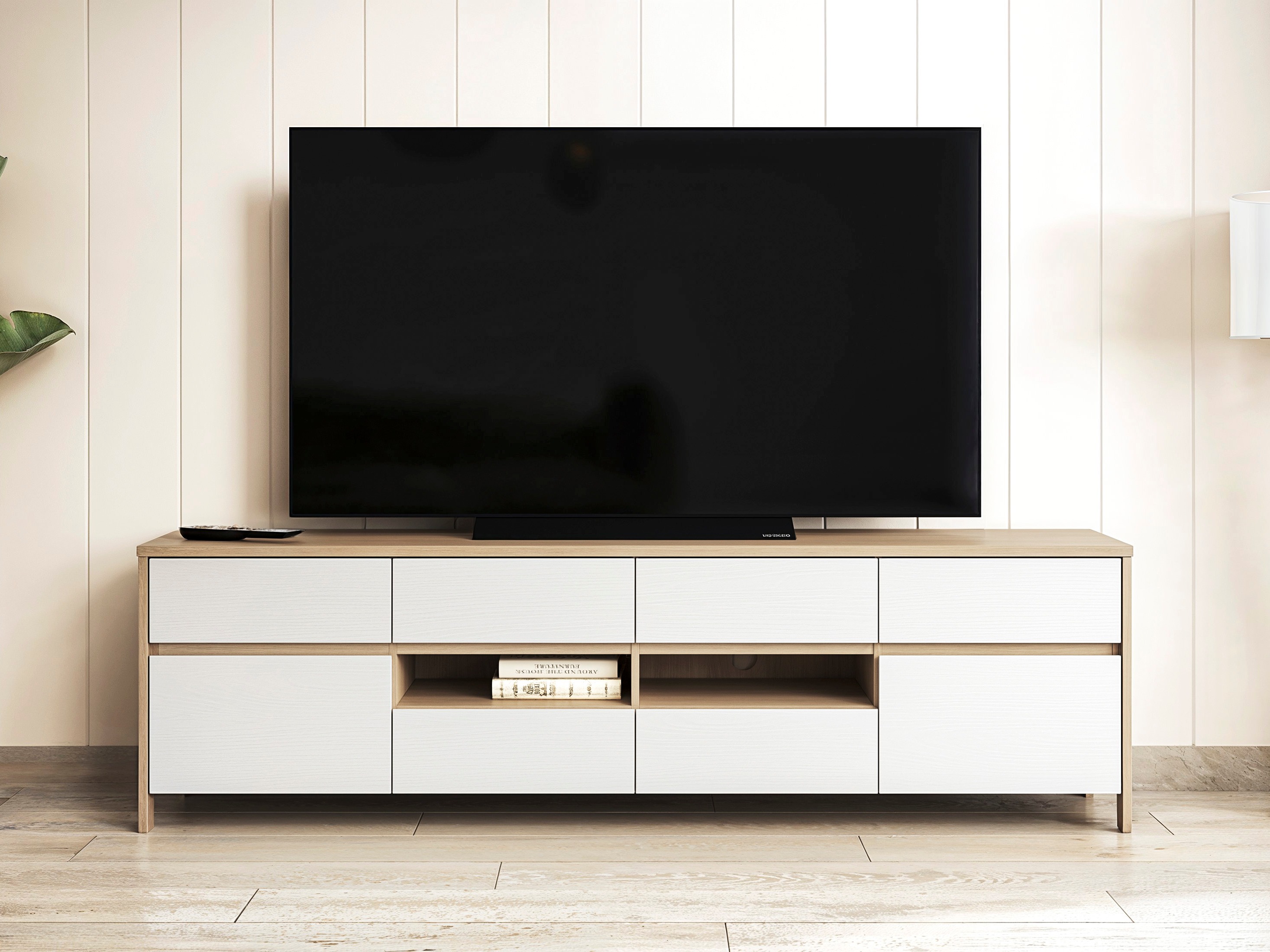TV komoda Fermaru 103 (Belo + Hrast)